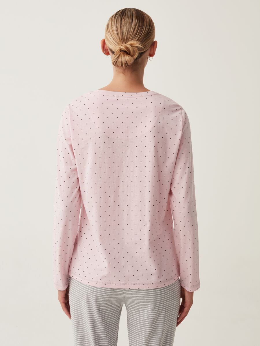 Polka dot pyjama top with granddad neckline_2