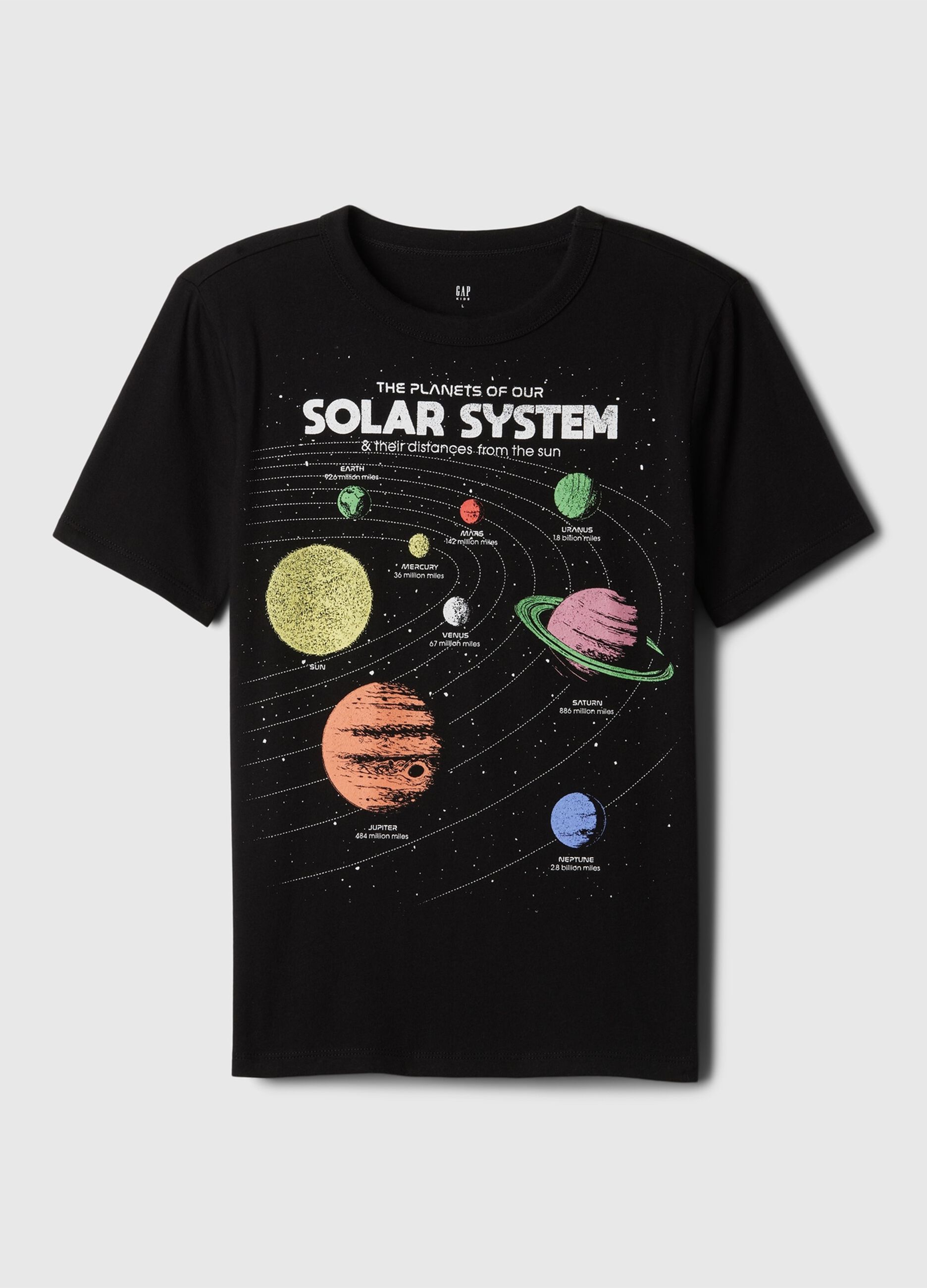 Camiseta de algodón con estampado sistema solar