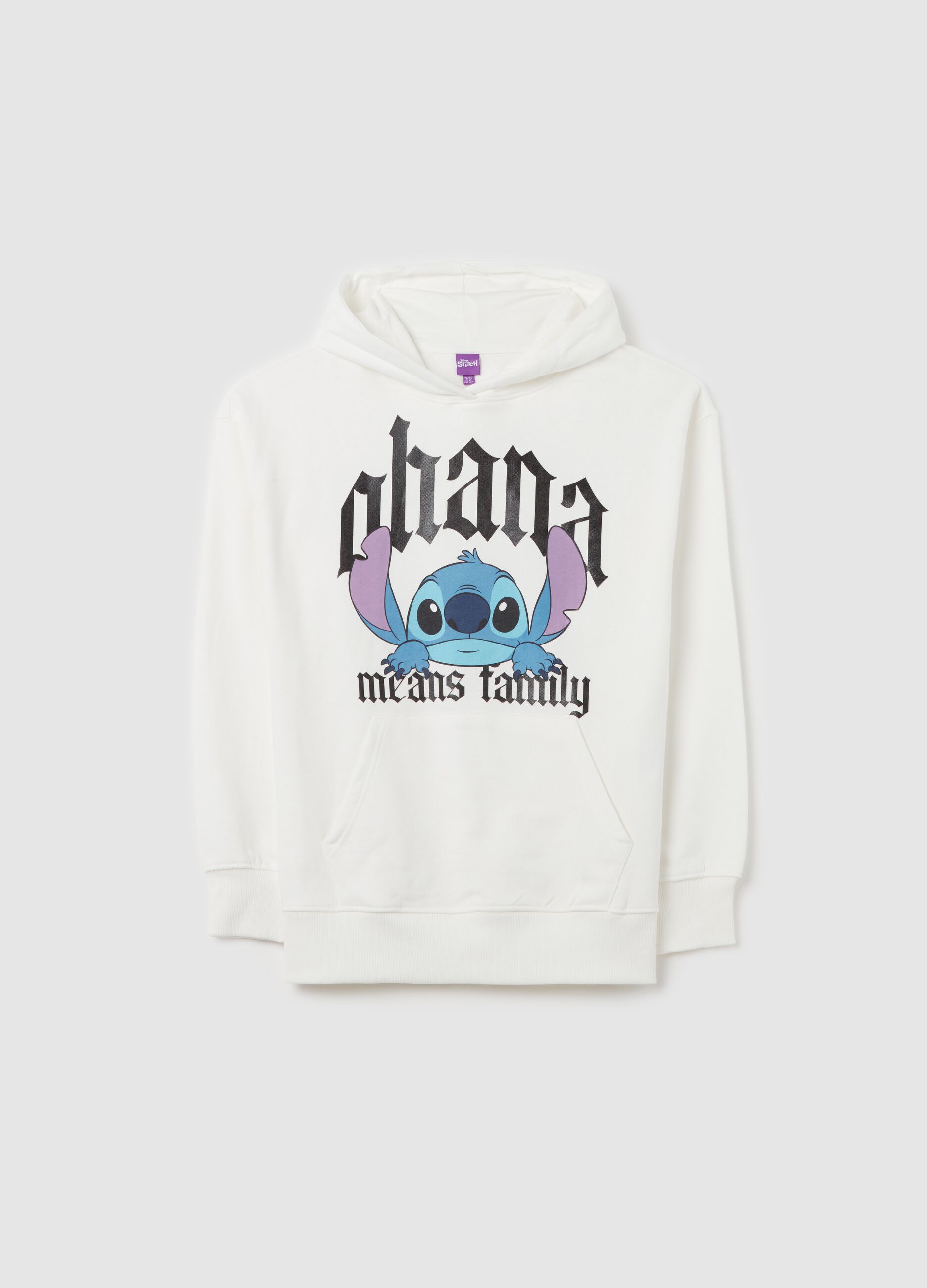 Sweatshirt with hood and Stitch "Ohana" print