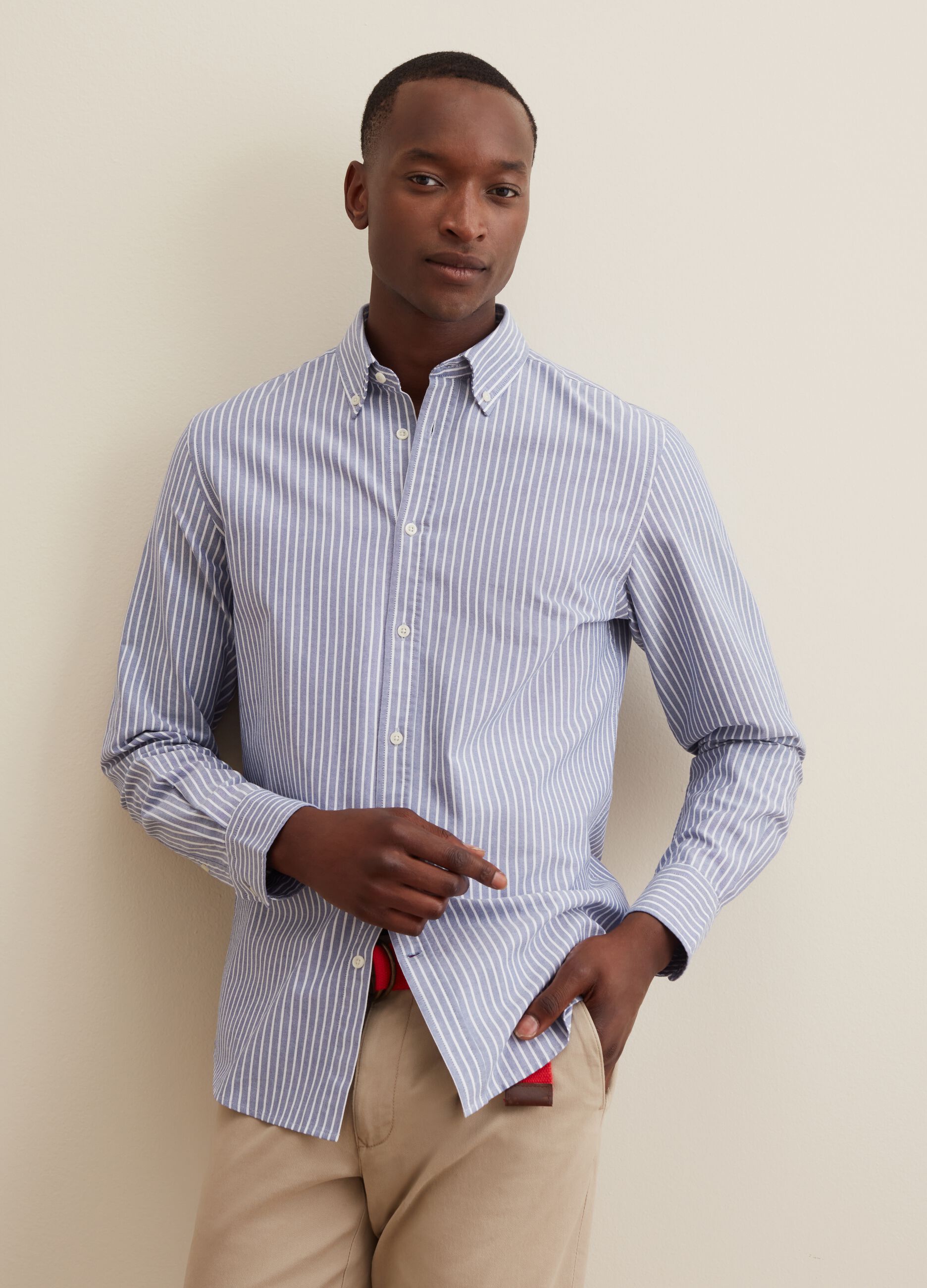 Oxford cotton shirt with striped pattern