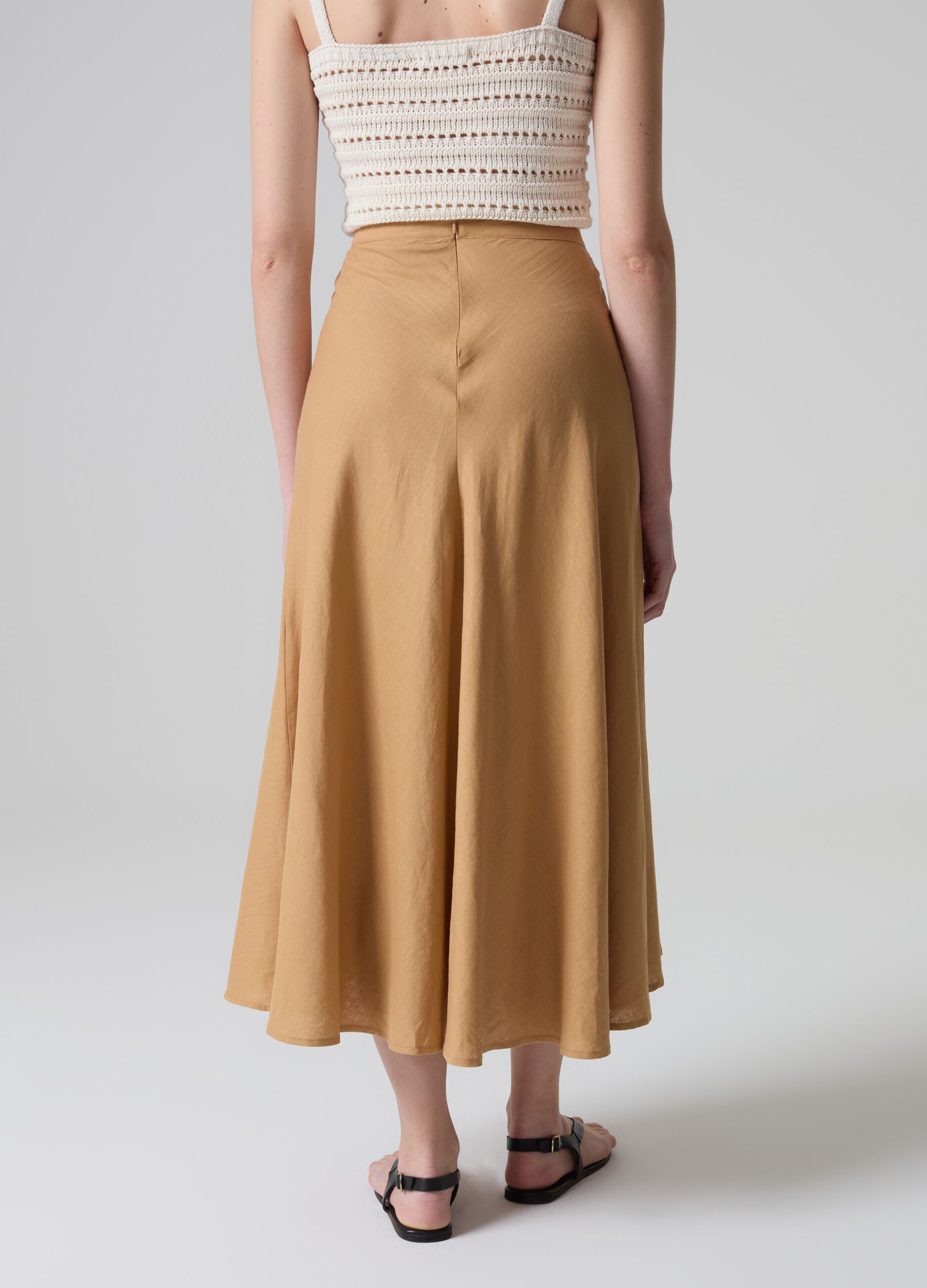 Falda larga de lino y viscosa Contemporary