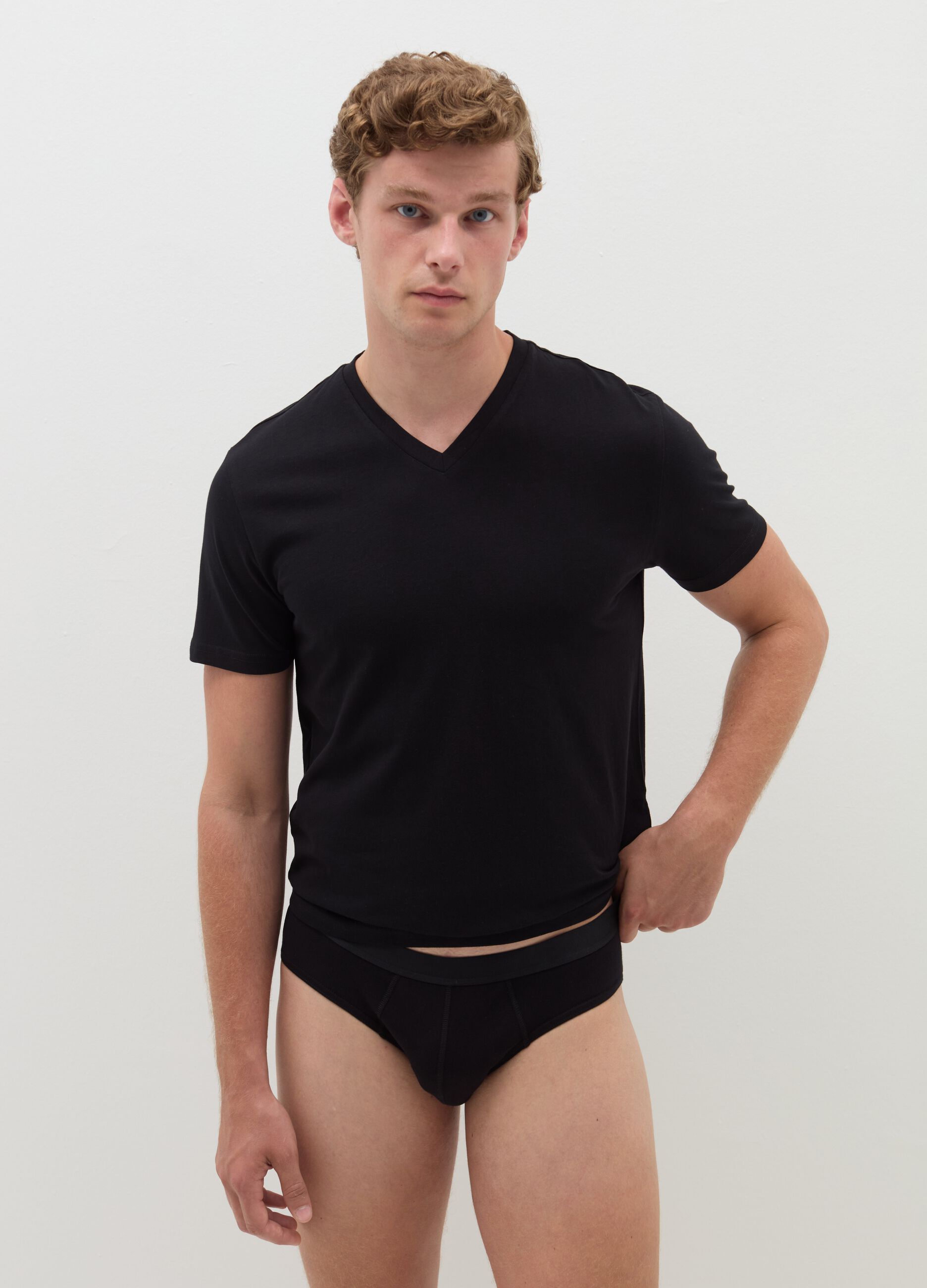 Five-pack briefs with external elastic