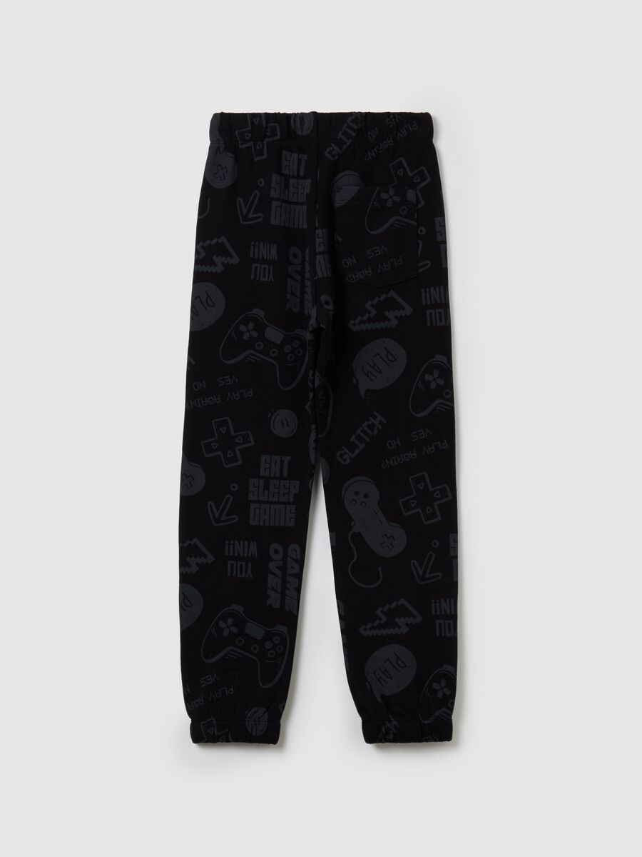 Fleece joggers with drawstring and print_1