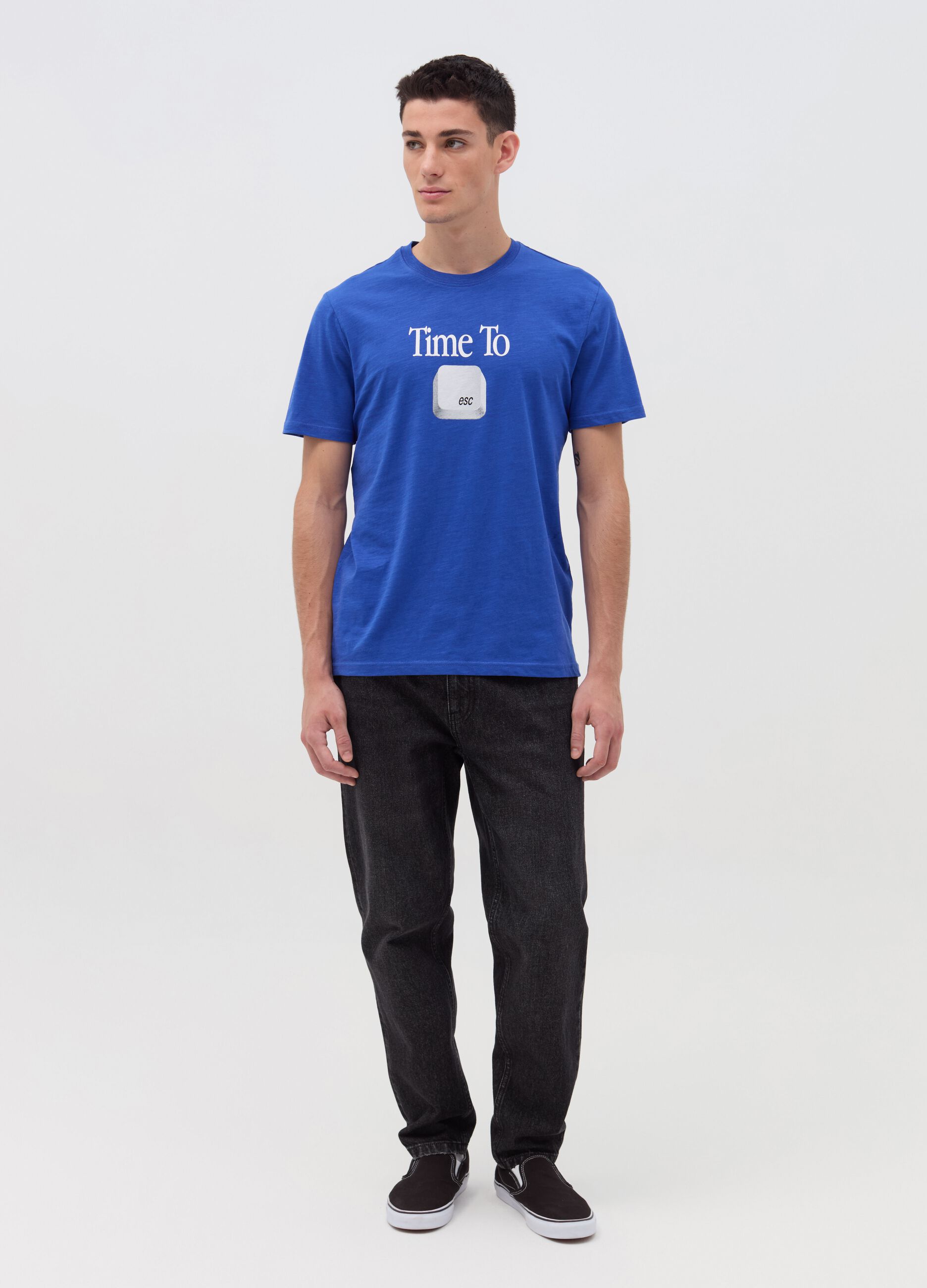 Slub jersey T-shirt with “Time To esc” print