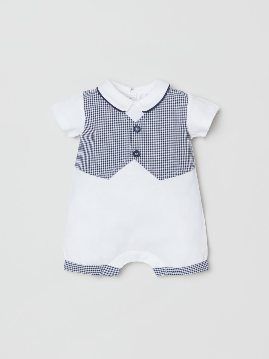 Cotton piquet romper suit with gilet_0