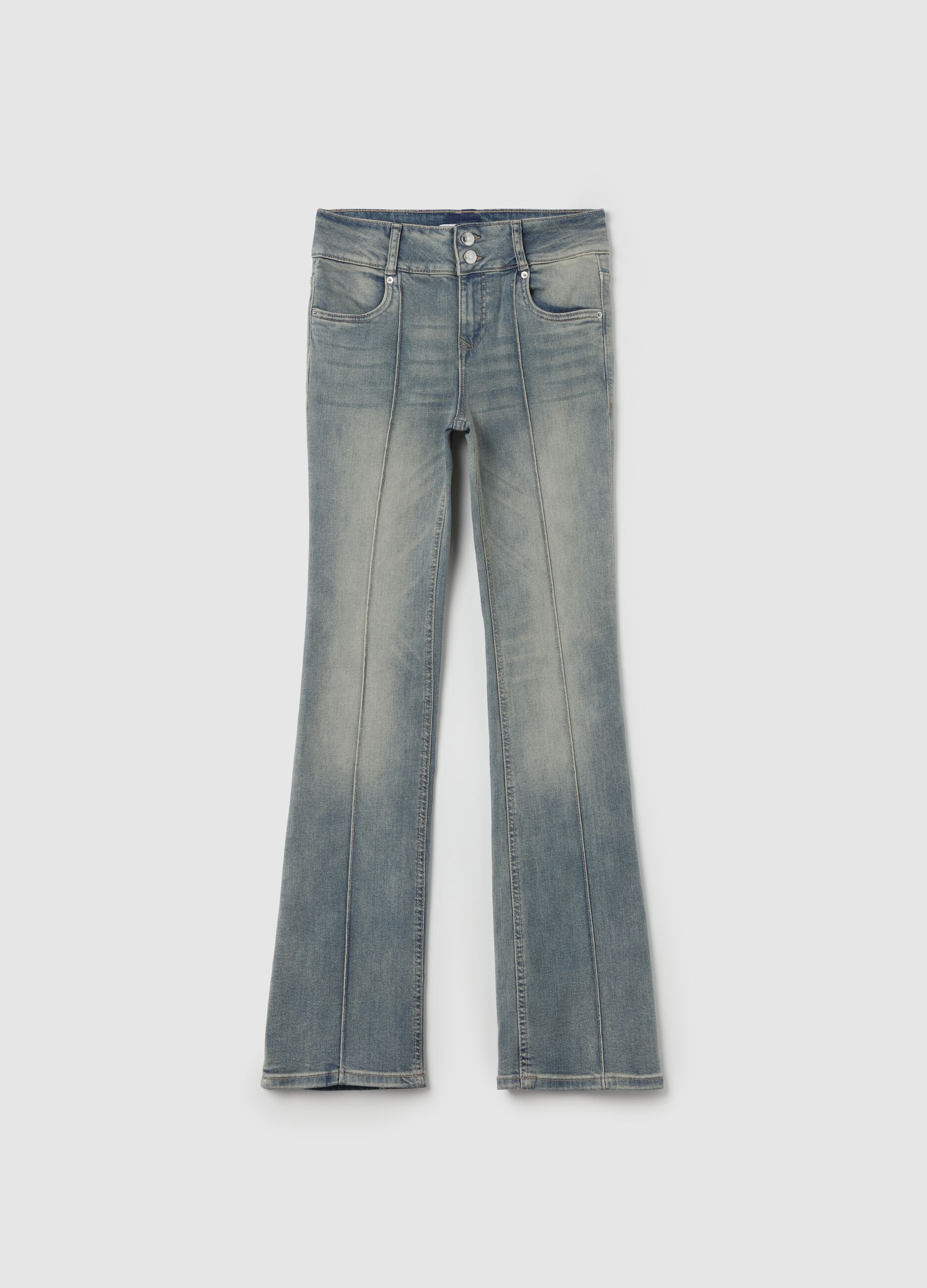 Flare-fit jeans with raised stitching