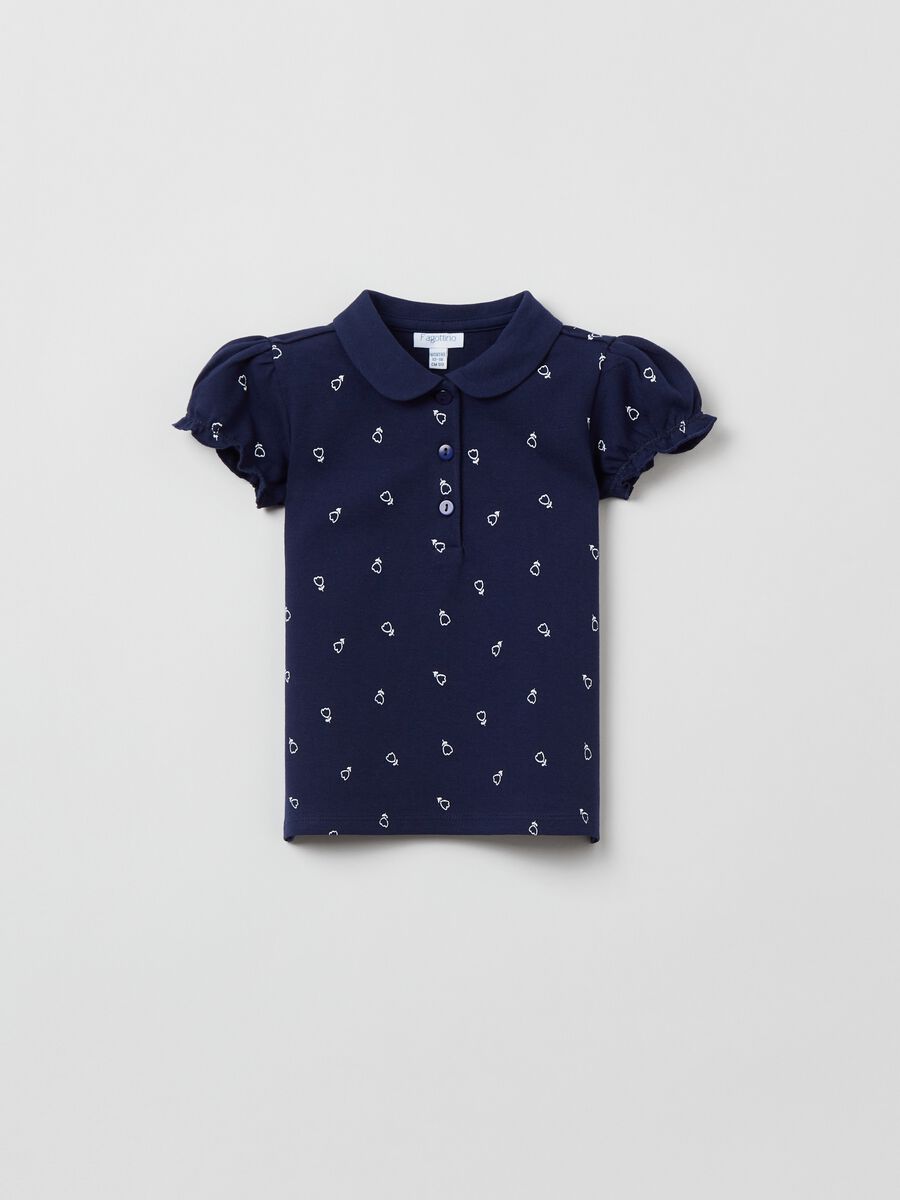 Cotton polo shirt with all-over print_0