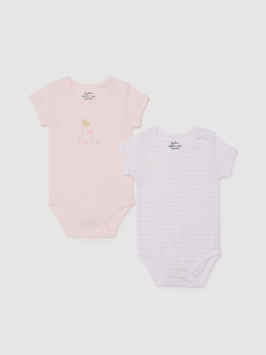 Two-pack striped bodysuits in organic cotton_0