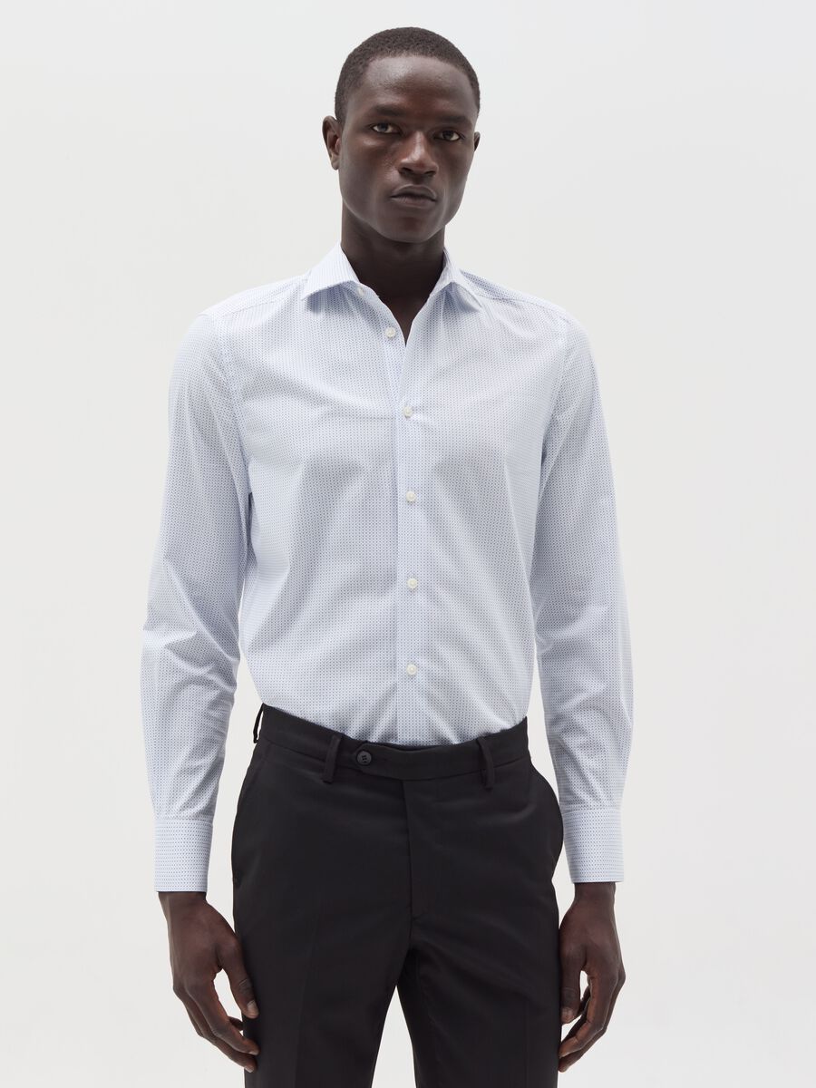 Slim-fit shirt with micro pattern_0