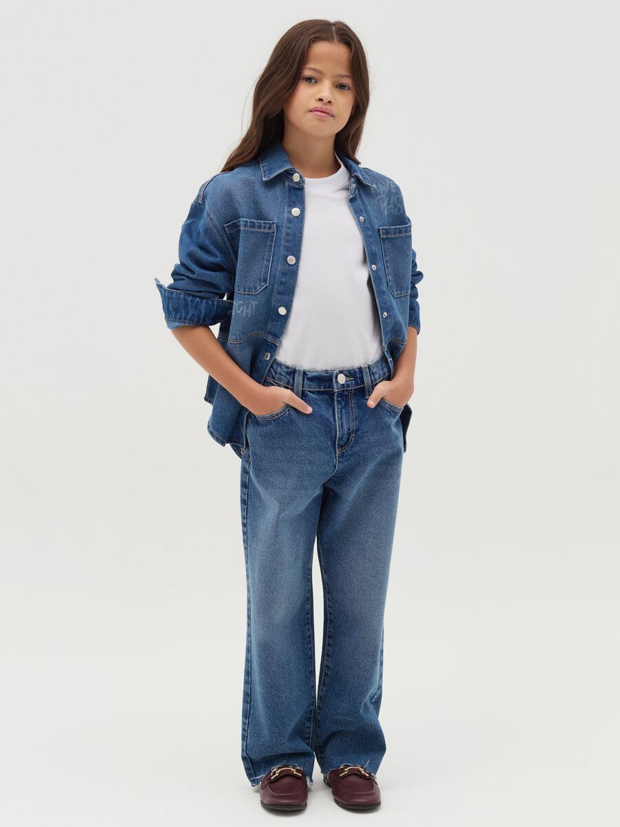 Culotte jeans with five pockets and raw edging_0