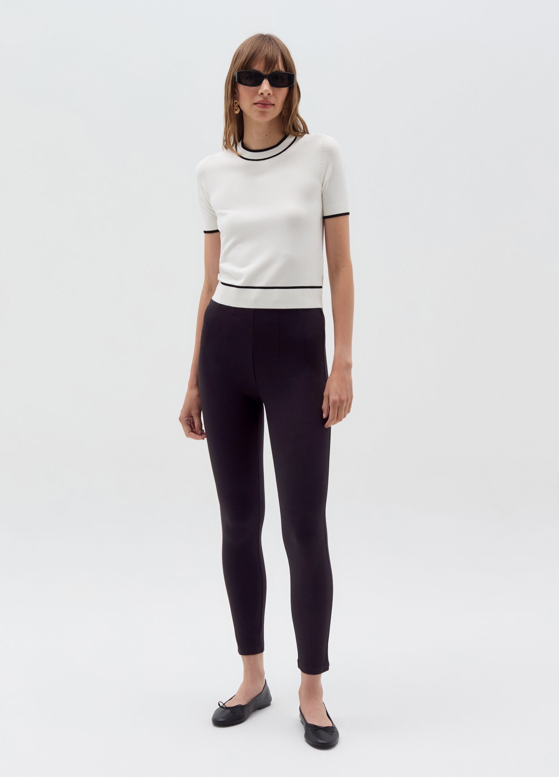 High-rise crop leggings with darts