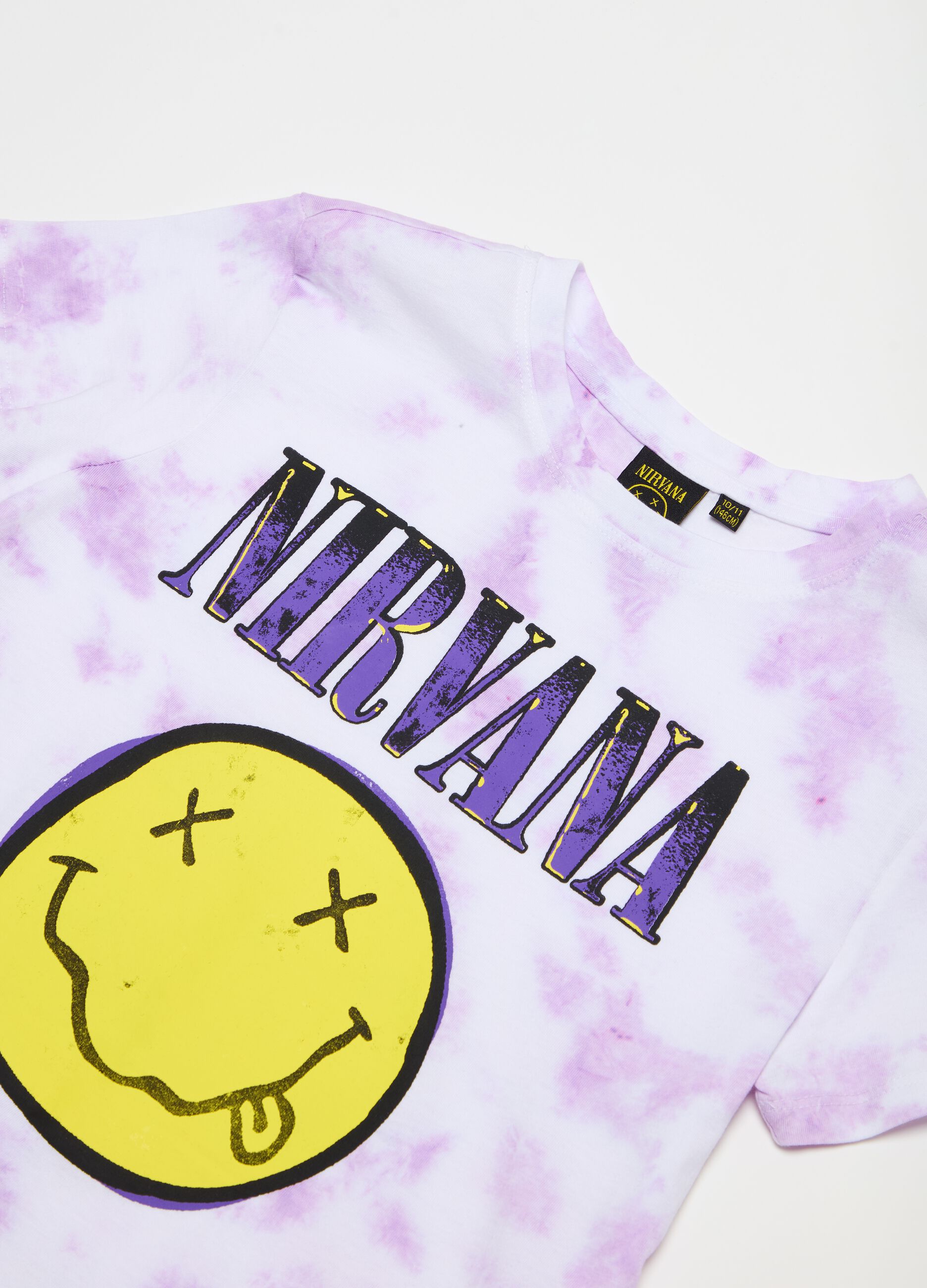 Tie-dye T-shirt with Nirvana print