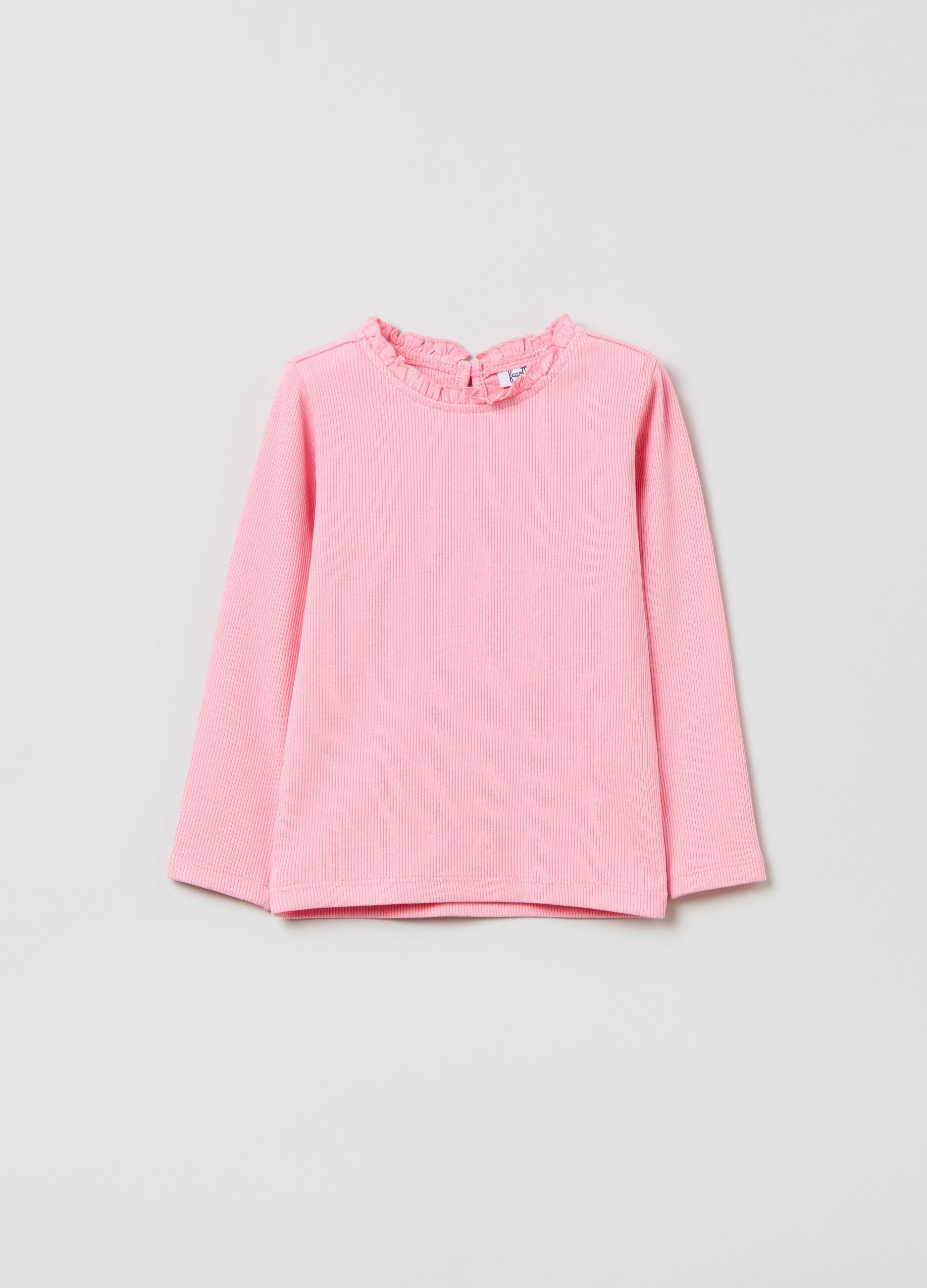 Long-sleeved T-shirt with ruffles