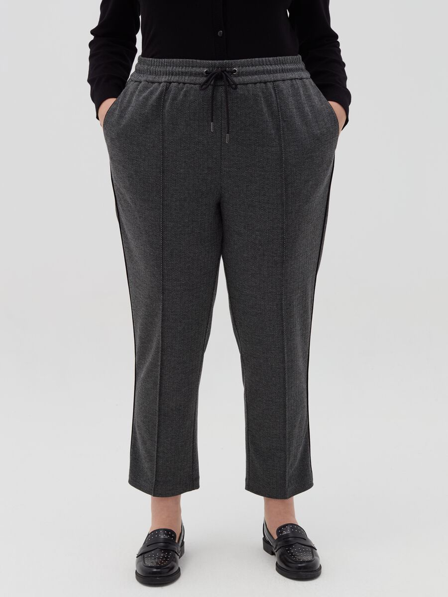 Curvy herringbone joggers with drawstring_1