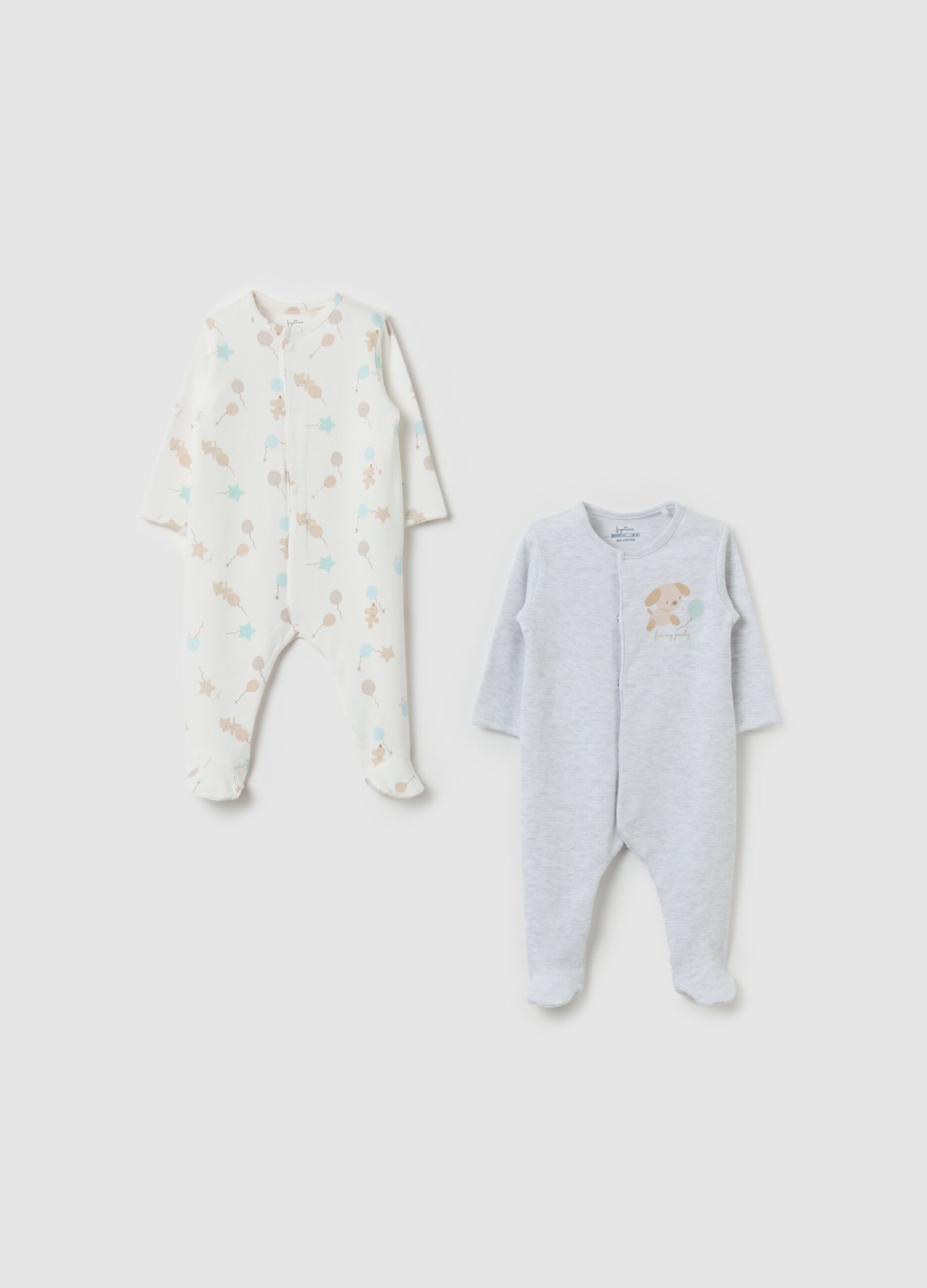 Two-pack onesies in organic cotton with feet