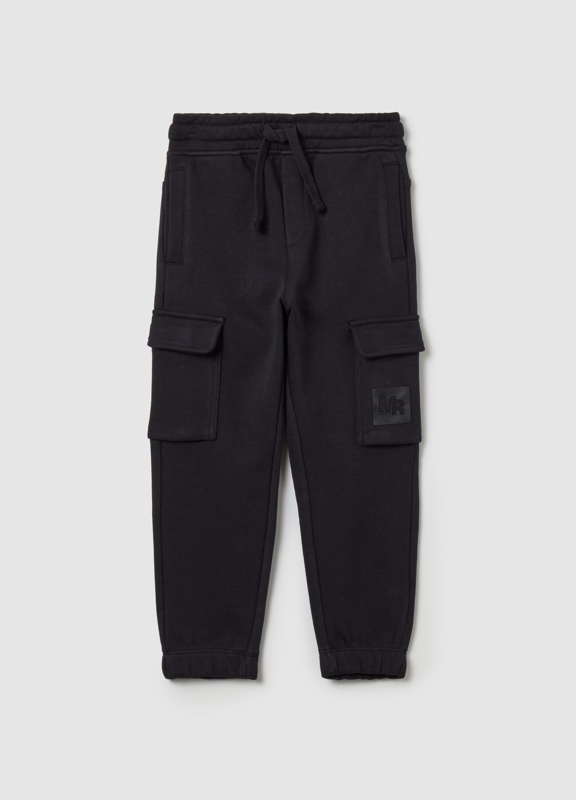 Cargo joggers in fleece with drawstring