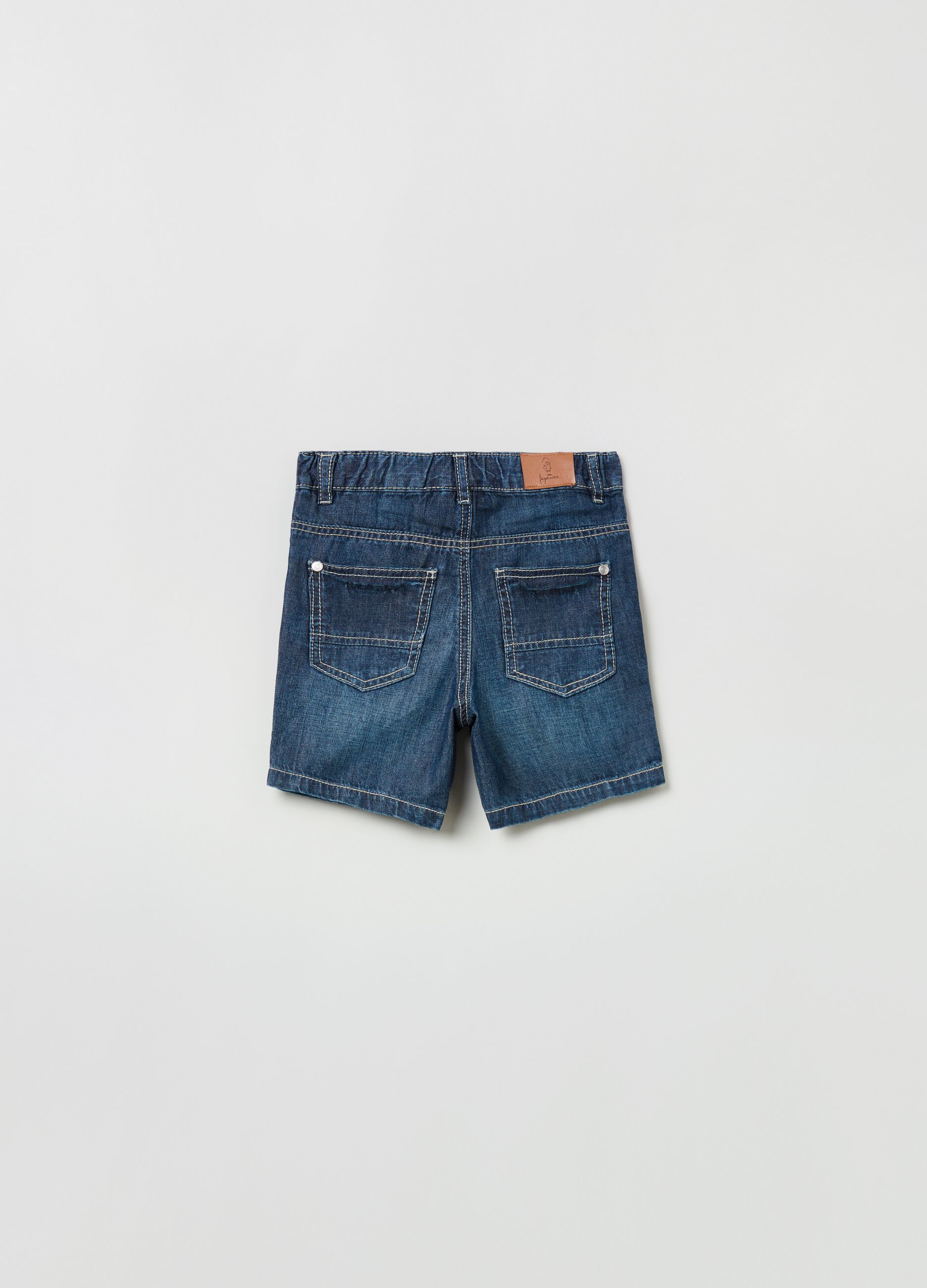 Stonewashed shorts in lightweight denim
