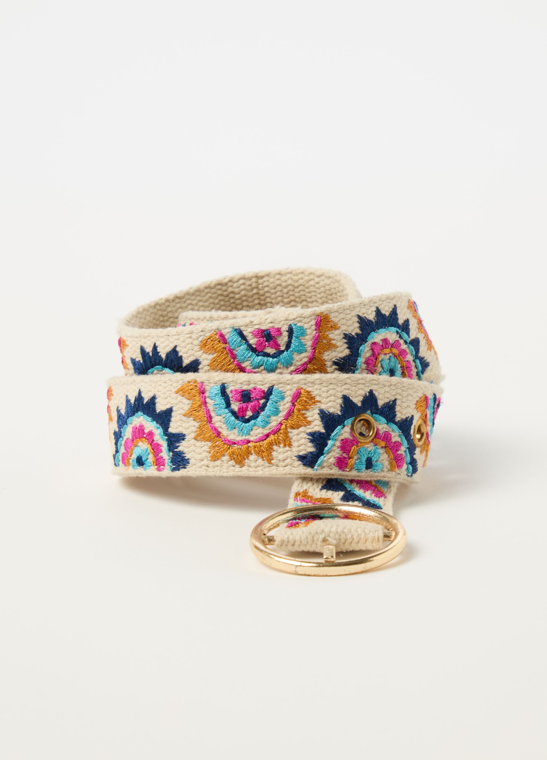 Belt with ethnic embroidery
