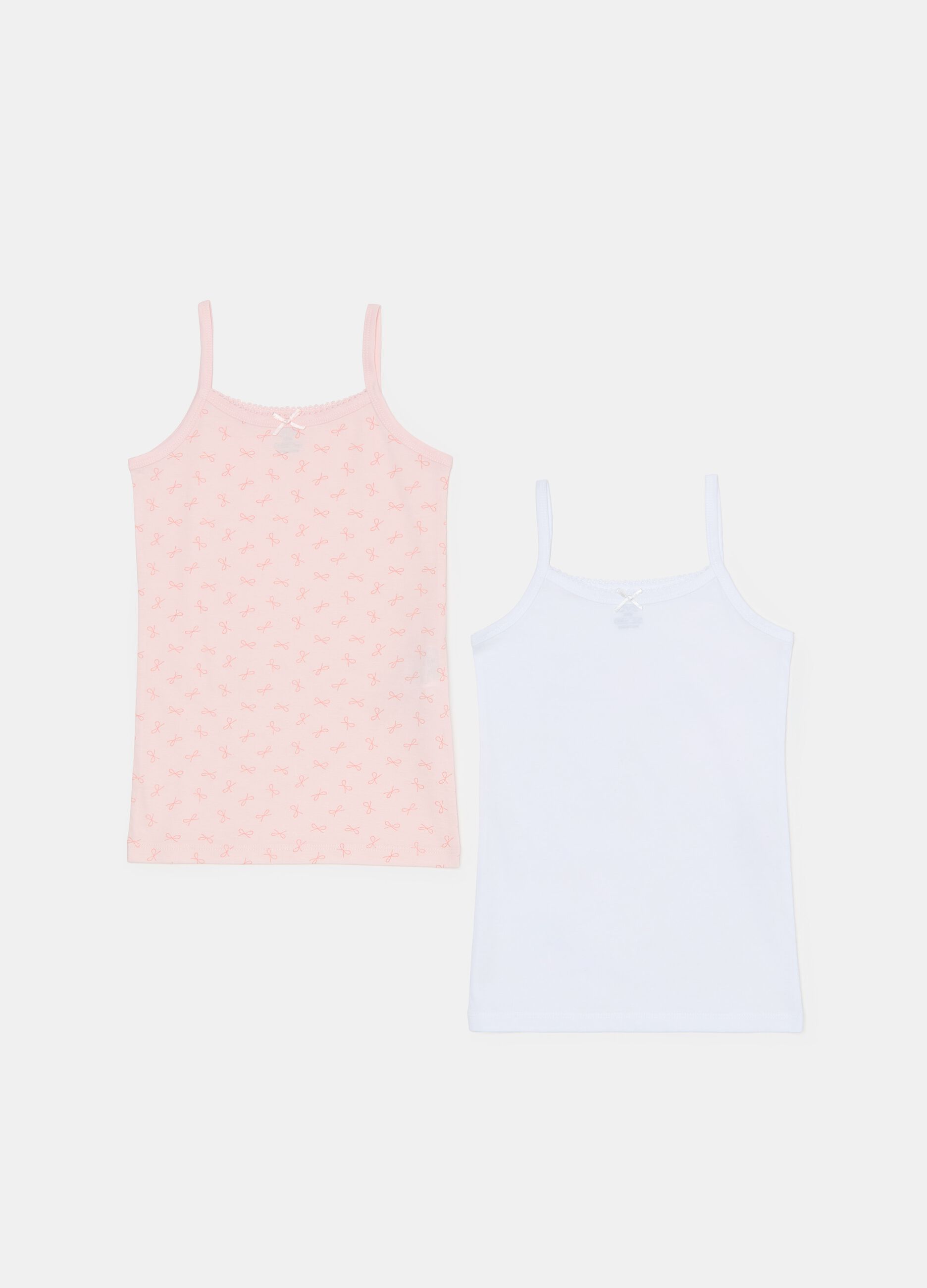 Two-pack vests in organic cotton with bow