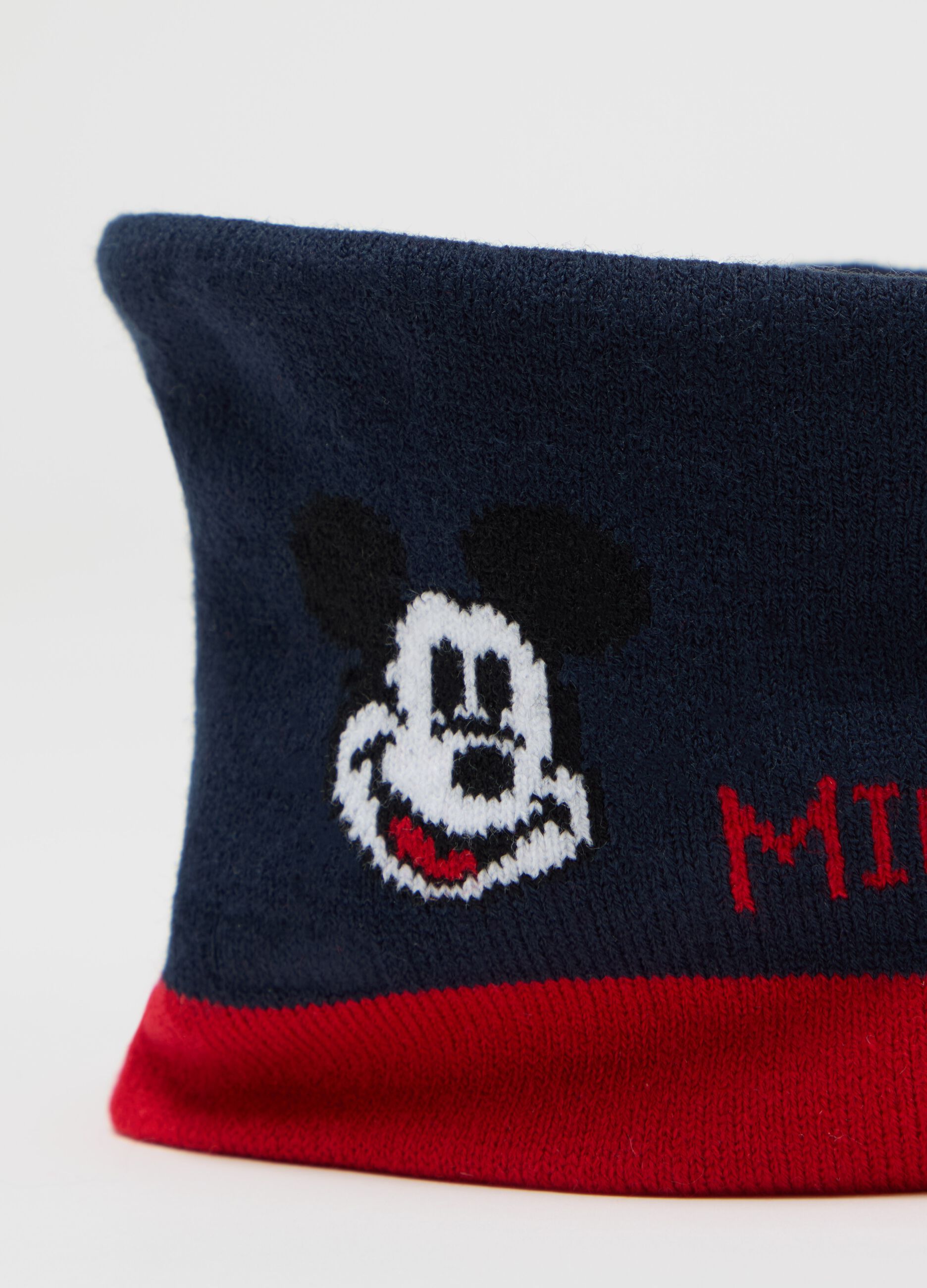 Knit neck warmer with Mickey Mouse design