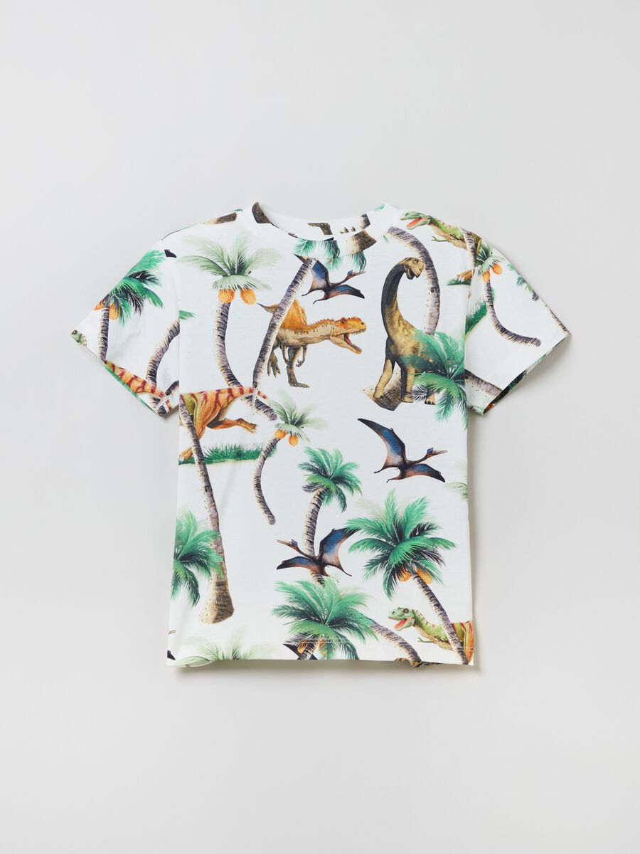 Cotton T-shirt with dinosaurs print_0