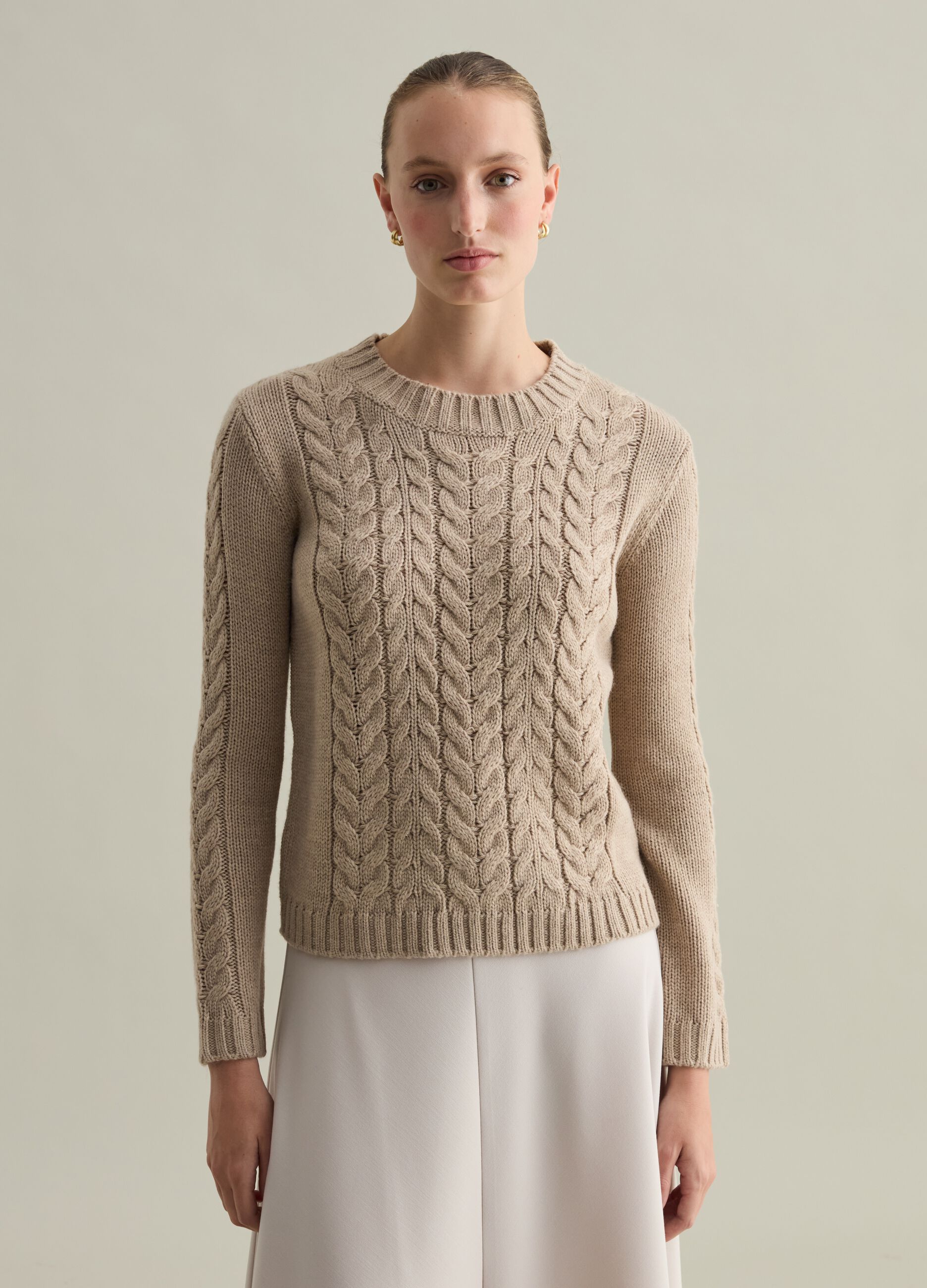 Contemporary cable-knit pullover