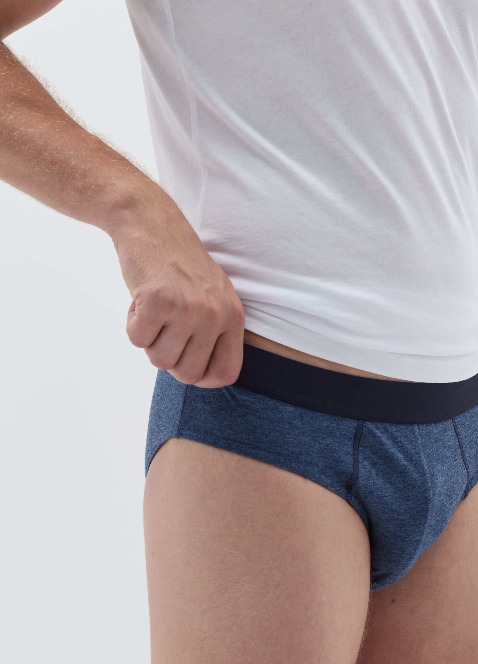 Five-pack briefs in organic cotton with external elastic