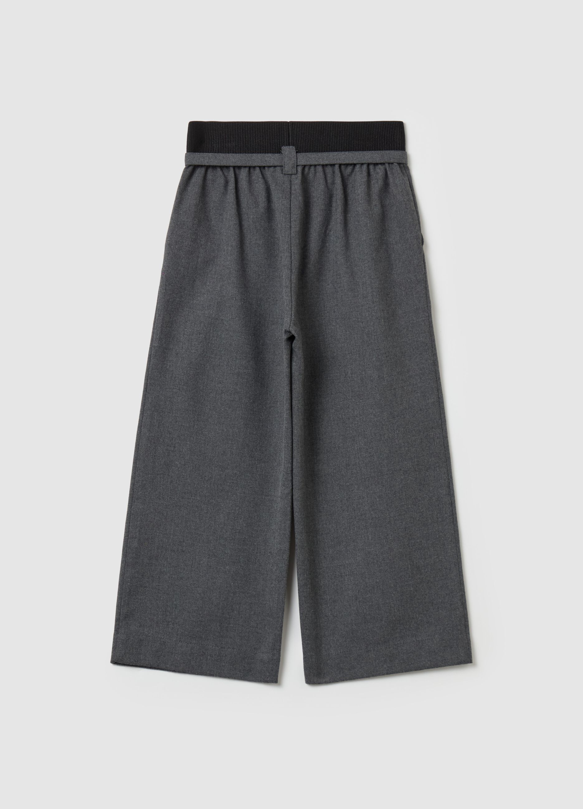 Pantalone culotte a gamba larga con cintura