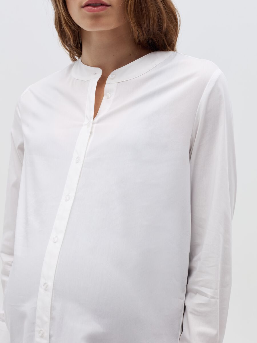 Maternity shirt with mandarin collar_1