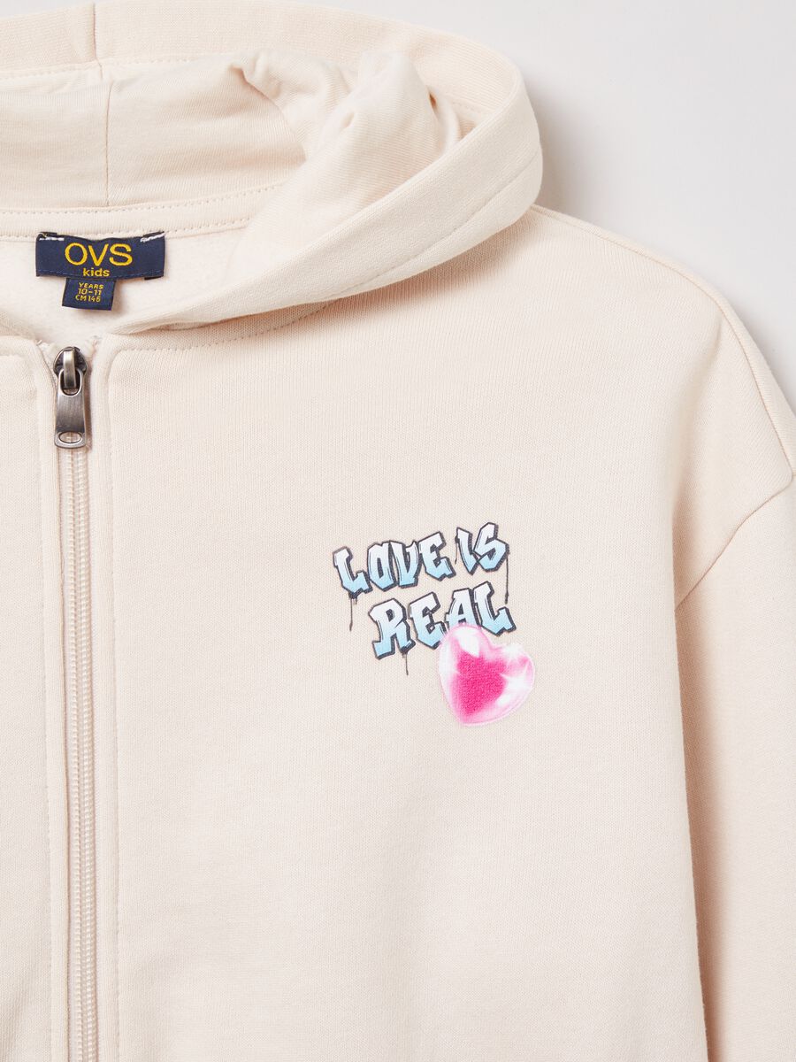 Cropped full-zip sweatshirt with hood and print_2