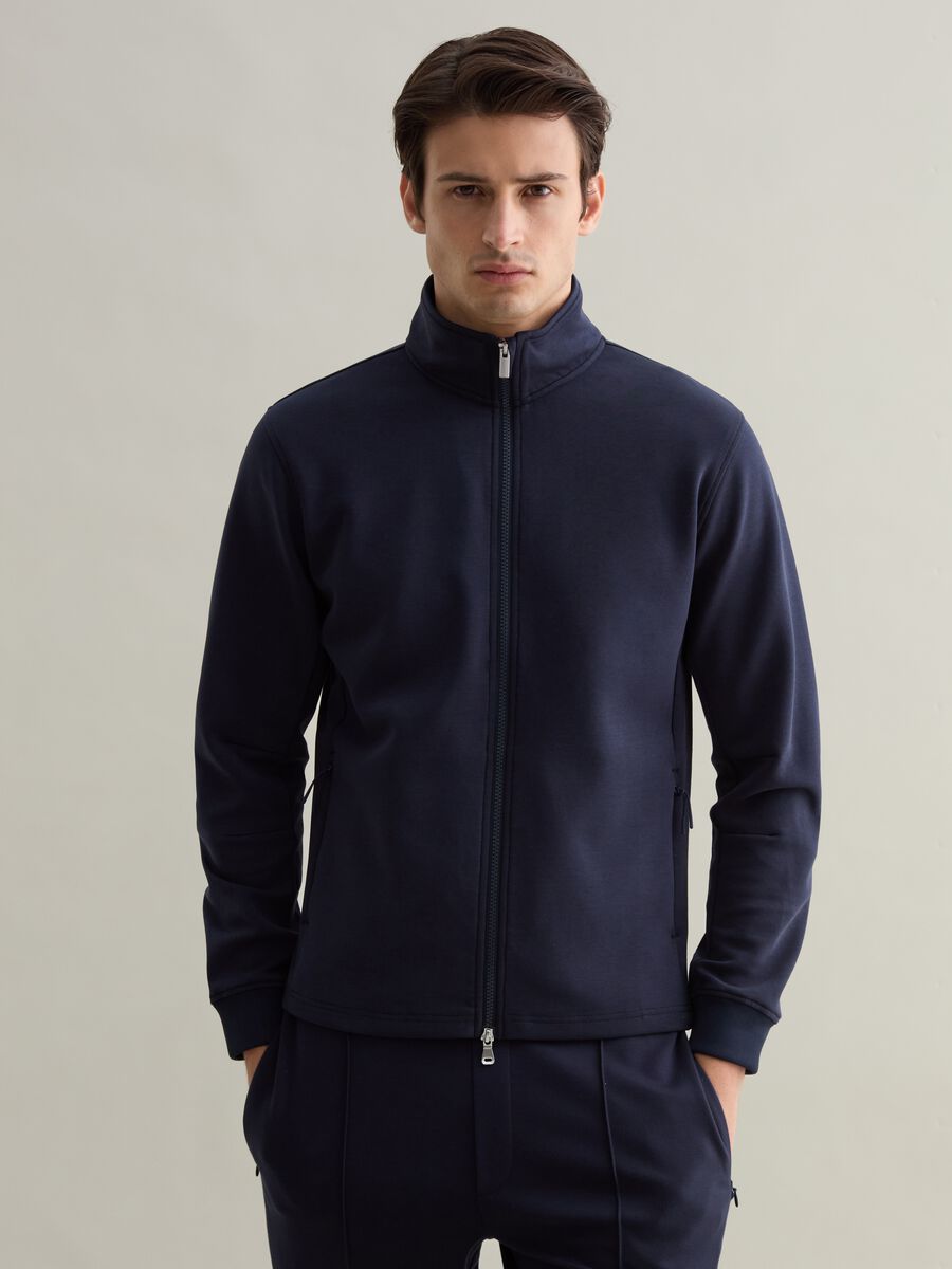 Tech full-zip sweatshirt in technical fabric_0