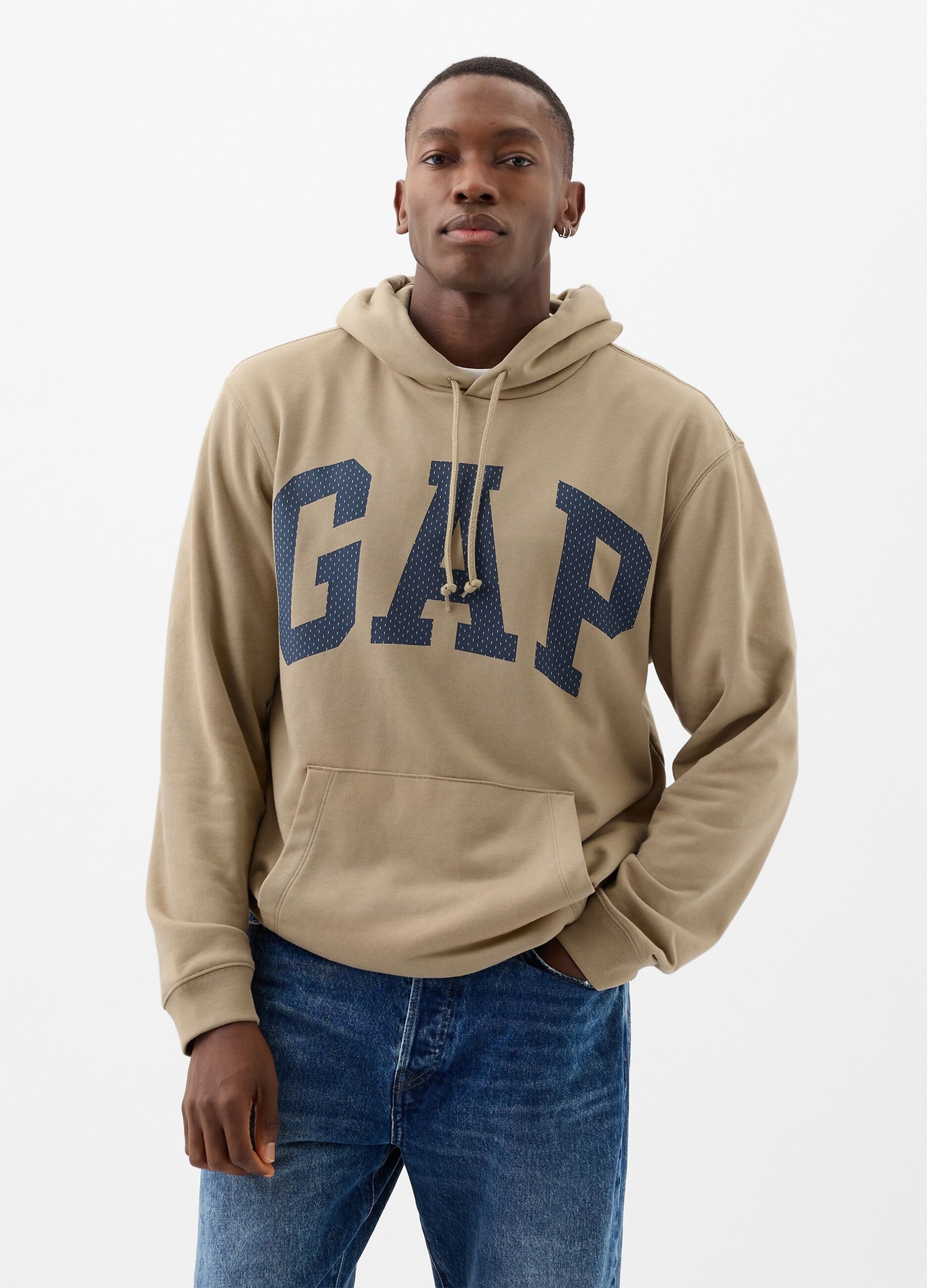 Sweatshirt with hood and maxi logo print
