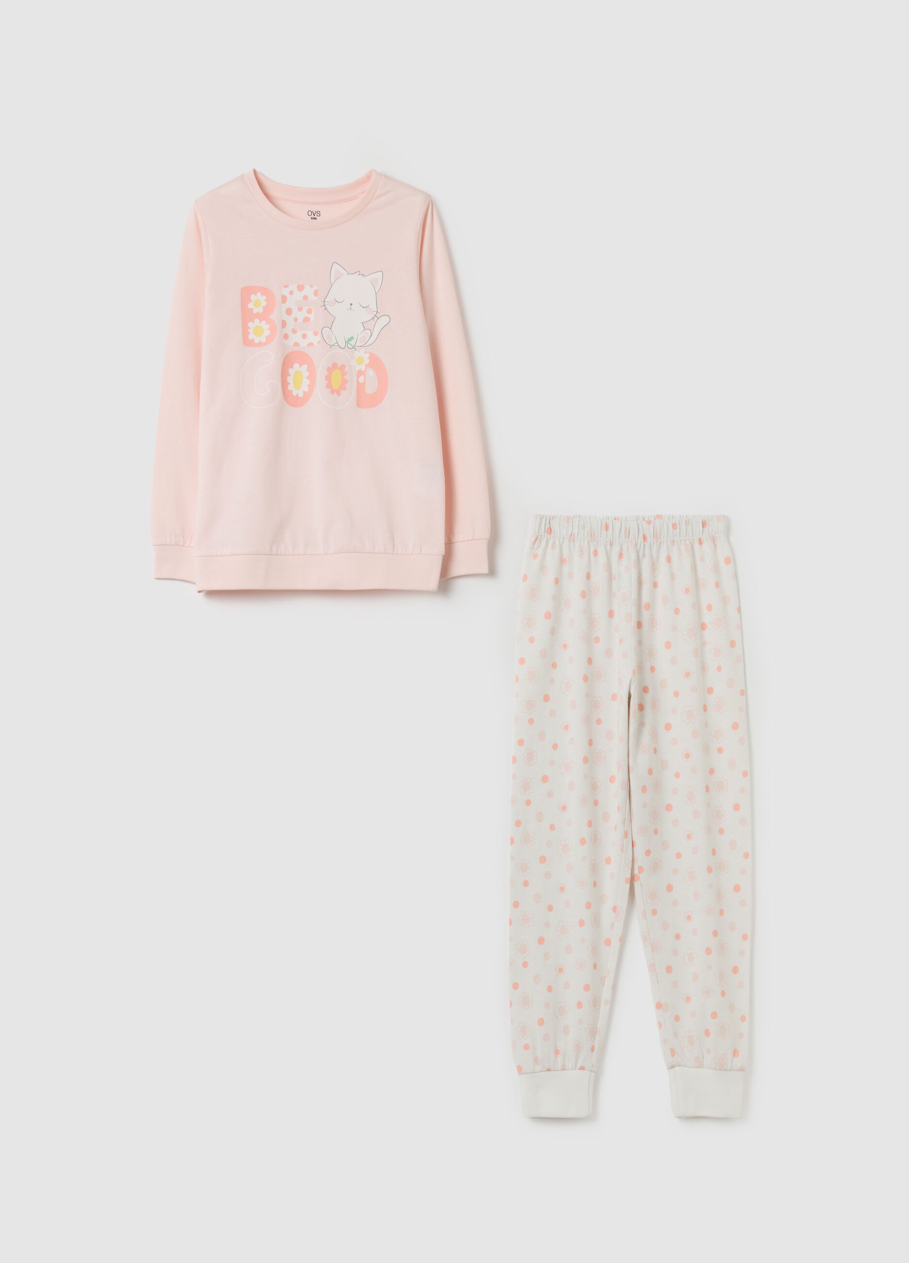 Long pyjamas with print in organic cotton