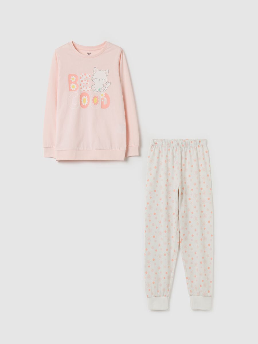 Long pyjamas with print in organic cotton_0