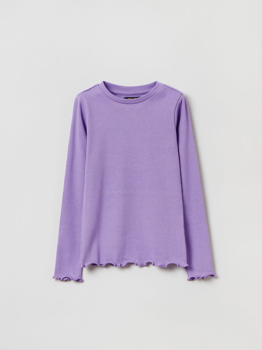 T-shirt with long ribbed sleeves_0