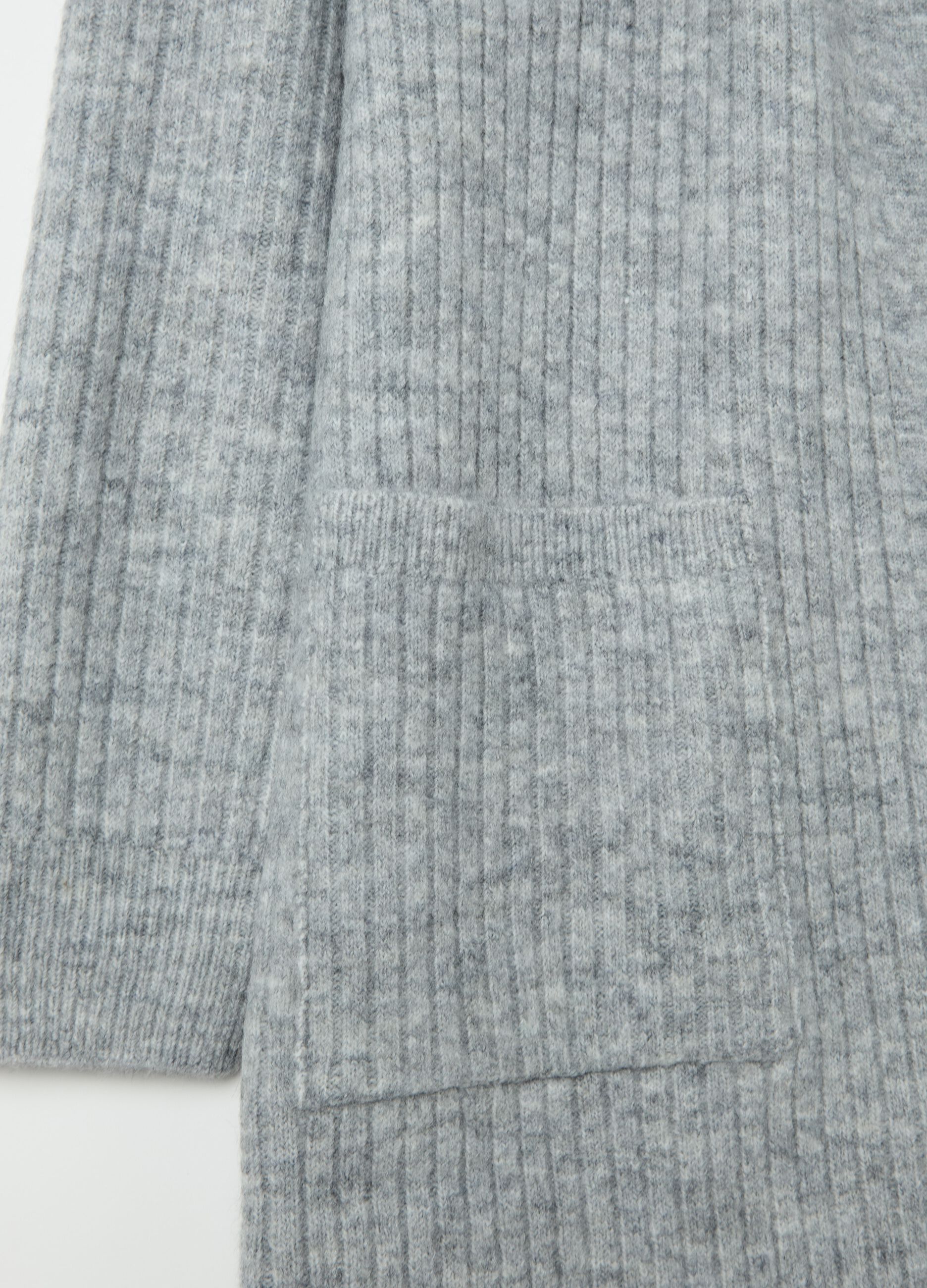 Long ribbed open cardigan