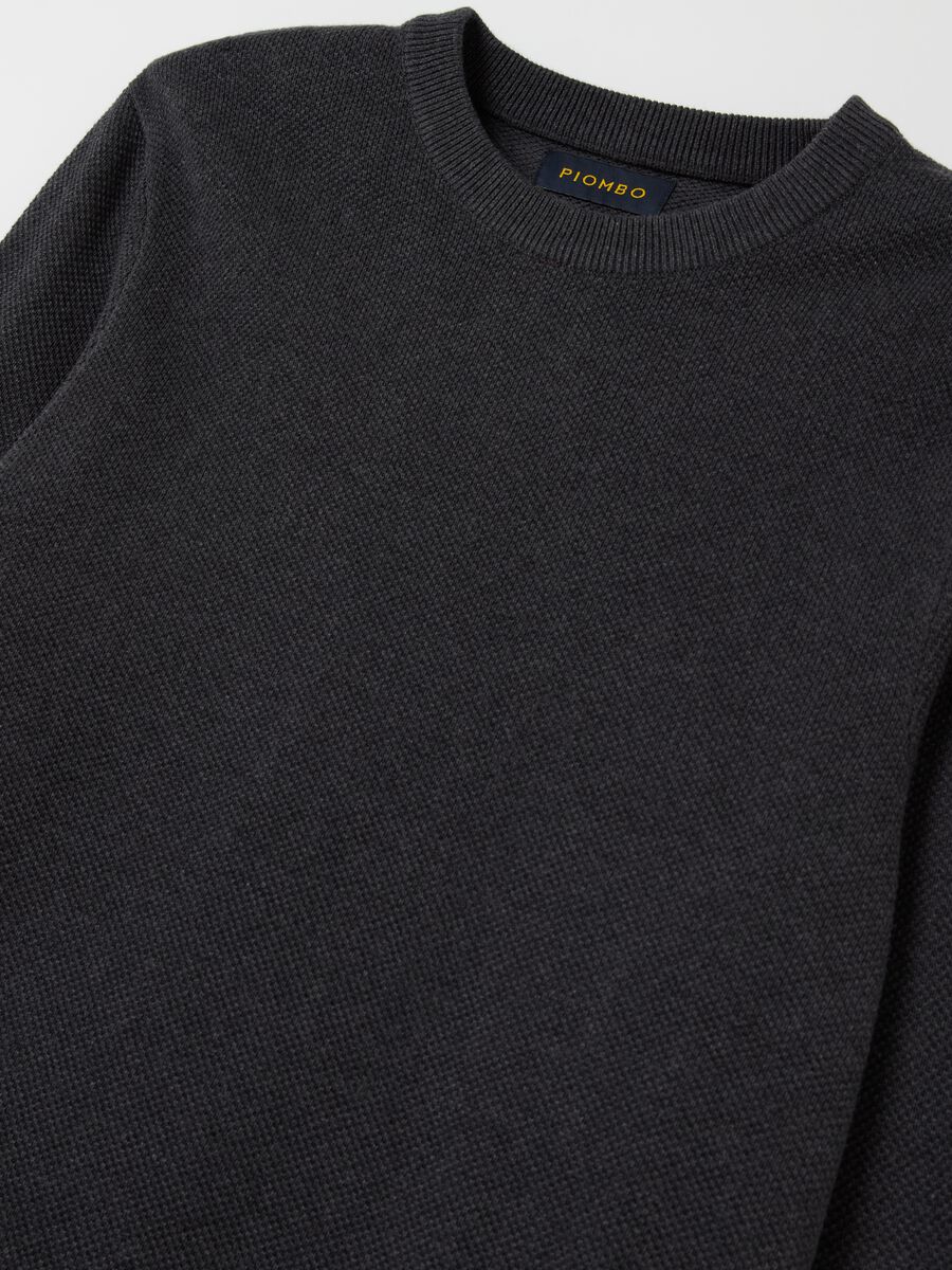 Piquet pullover with round neck_5