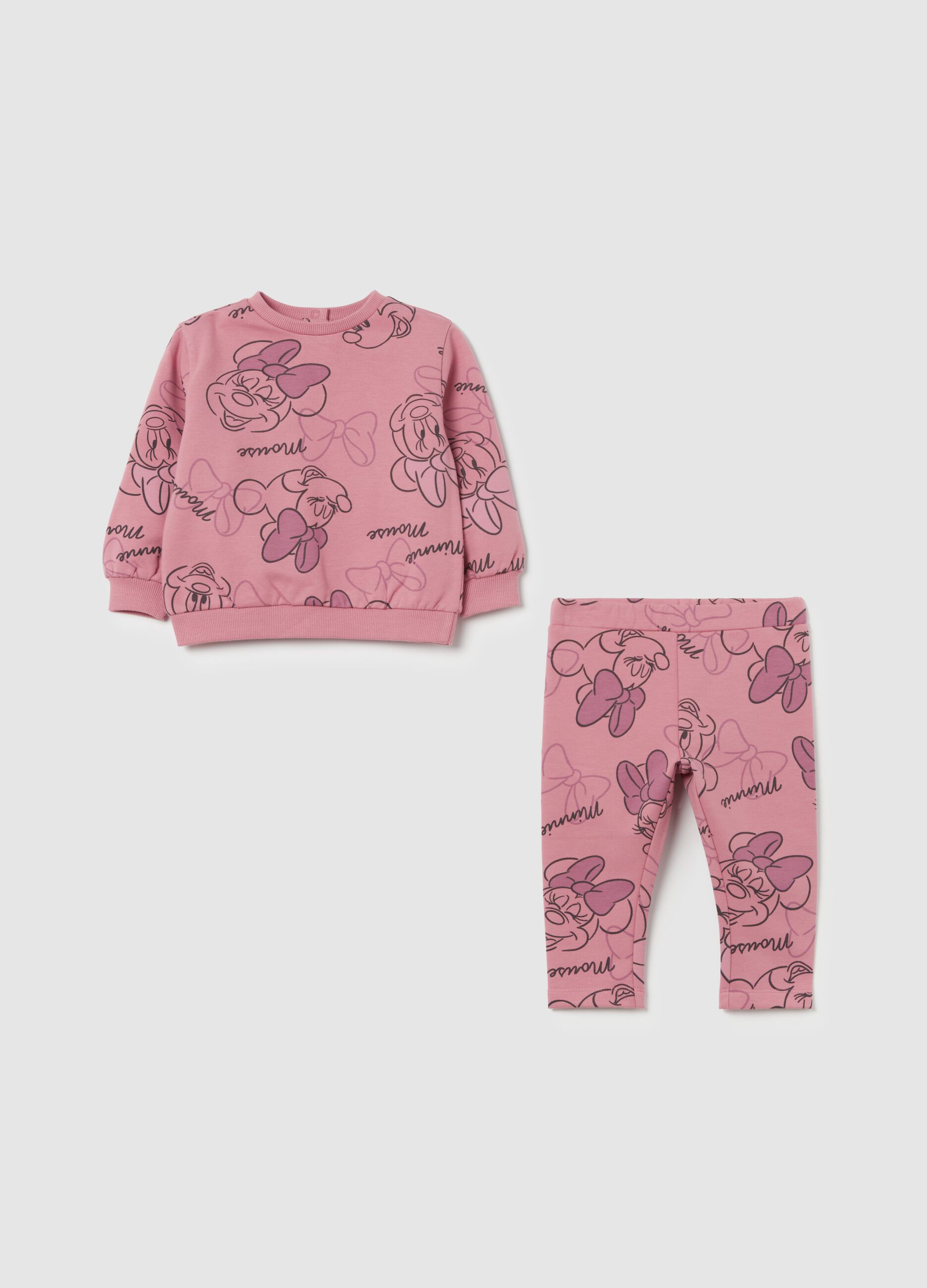 Jogging set in cotone bio con stampa Minnie