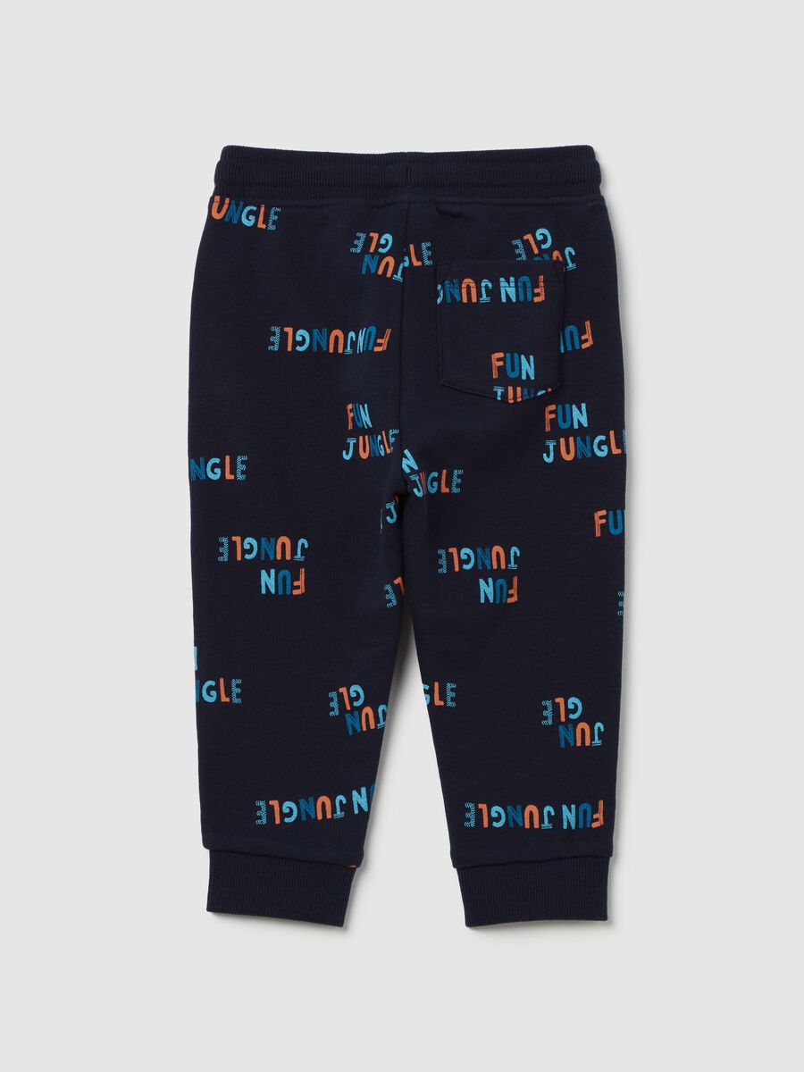 Fleece joggers with drawstring and "Fun Jungle” print_1