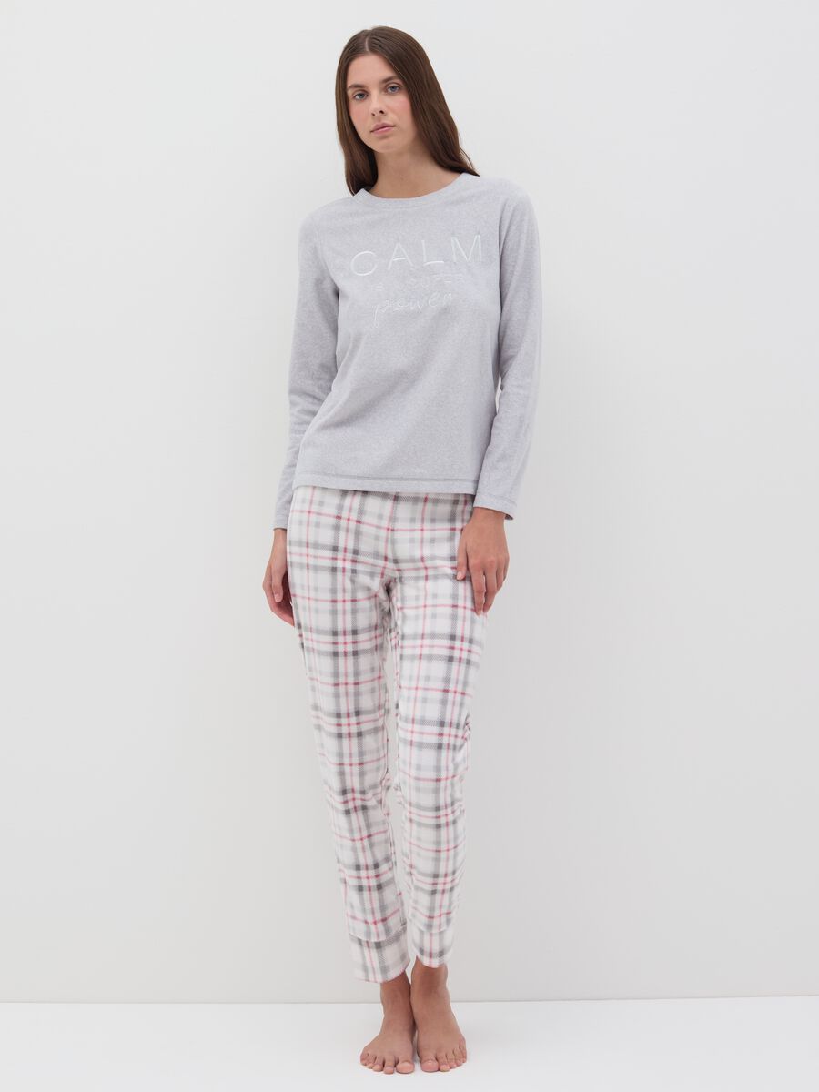 Fleece pyjama trousers with check pattern_0