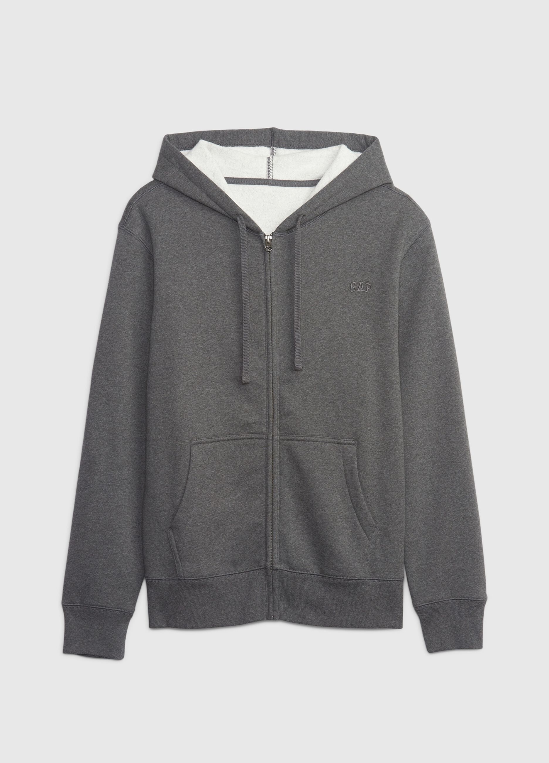 Full-zip sweatshirt with hood and mini logo embroidery