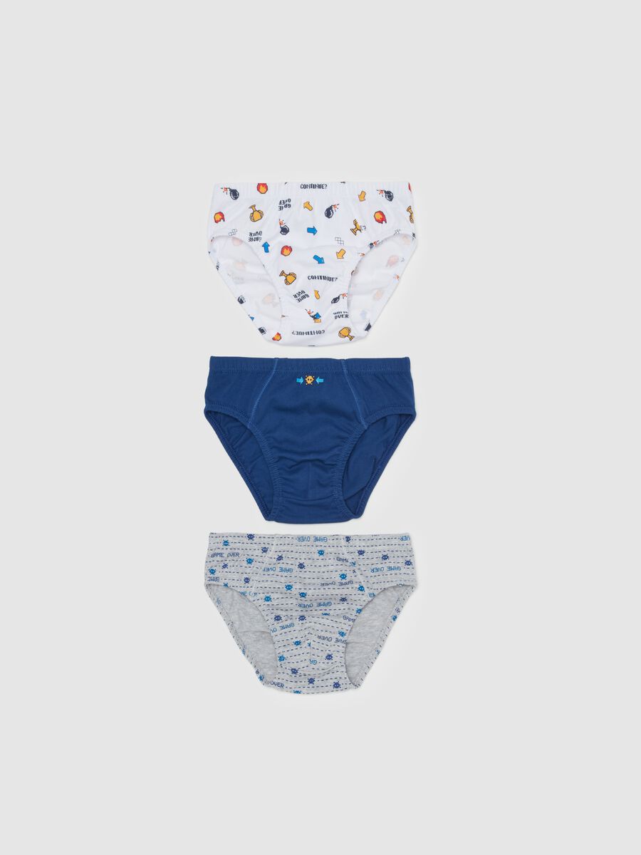 Three-pack briefs in organic cotton with gamers print_0