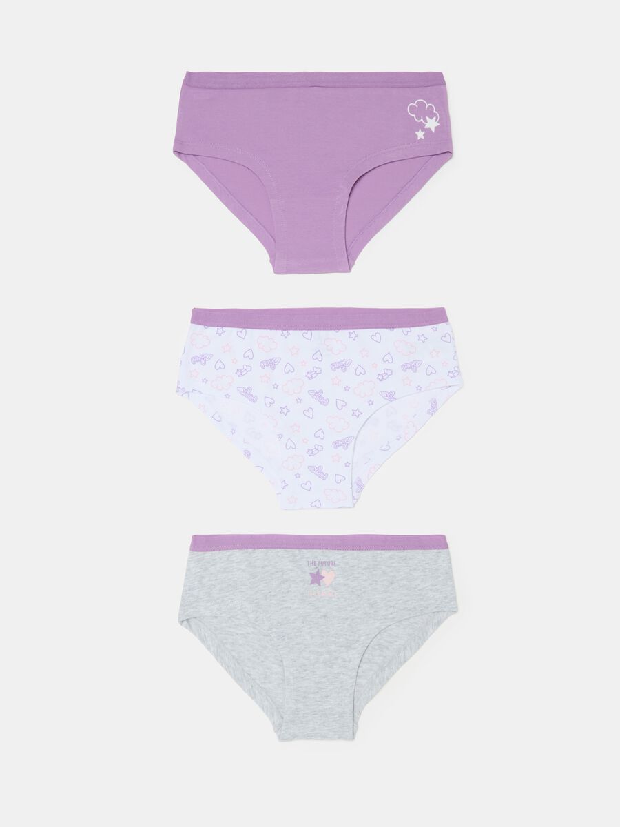 Three-pack French knickers in organic cotton with print_0