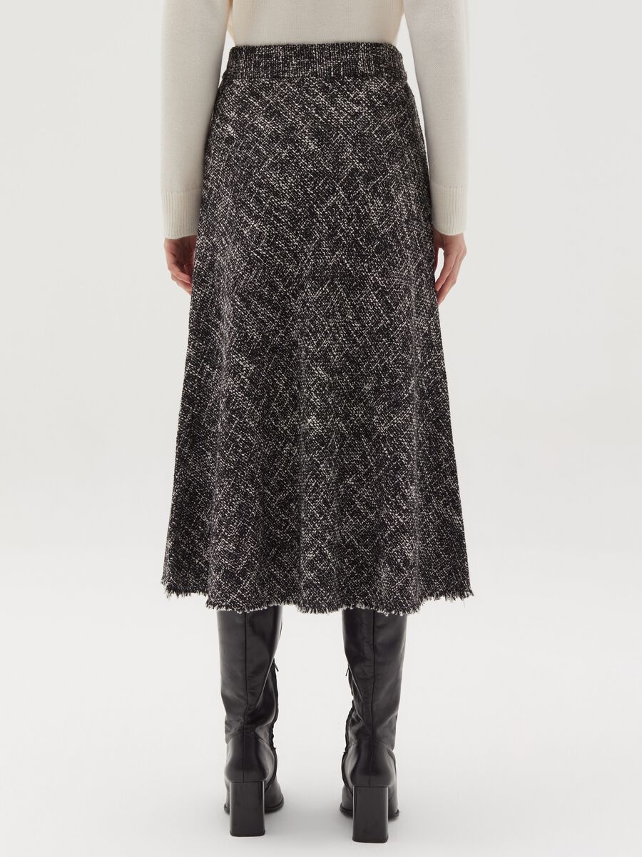 Fringed midi skirt in tweed_2