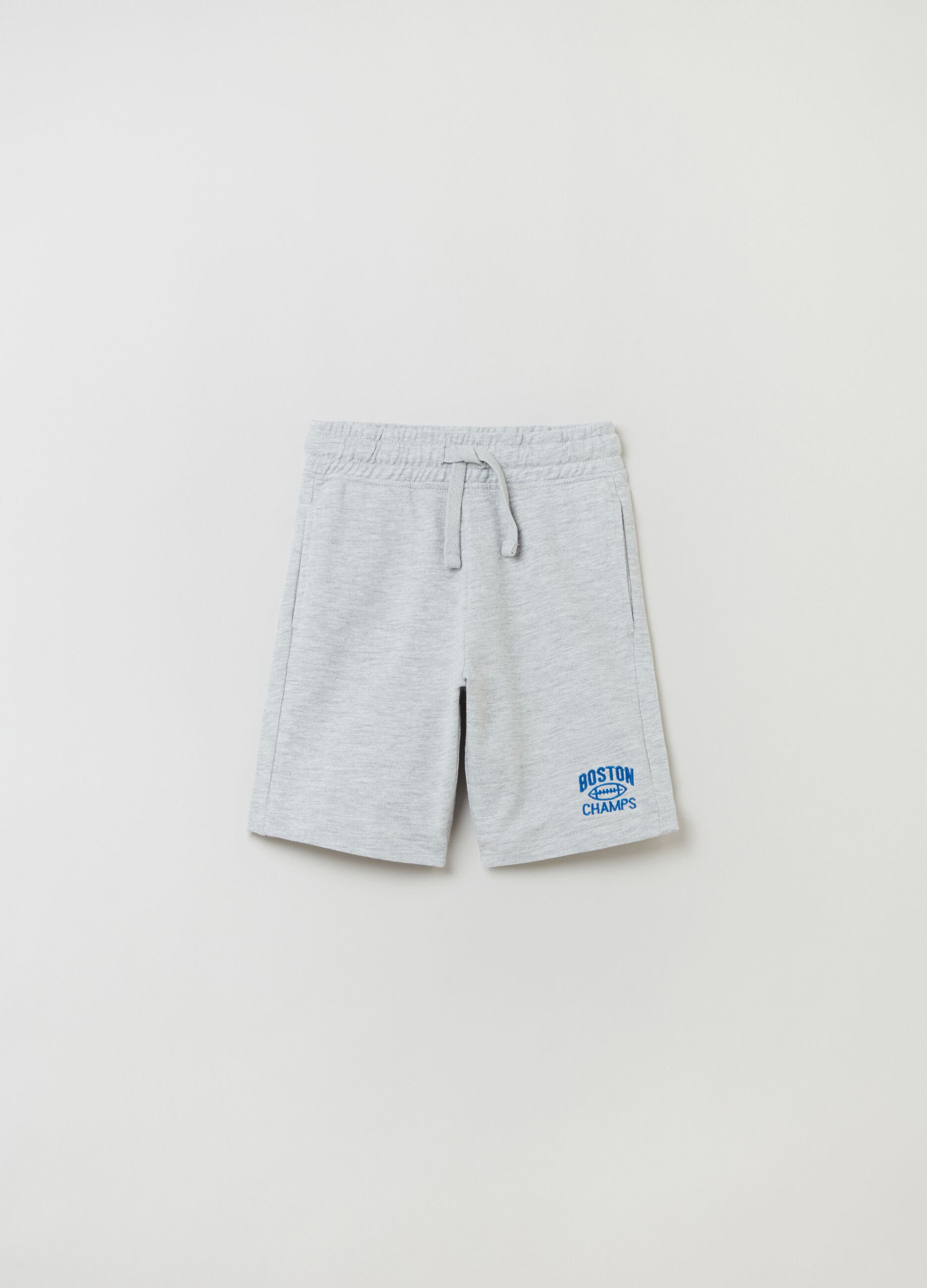 Bermuda joggers with rugby embroidery