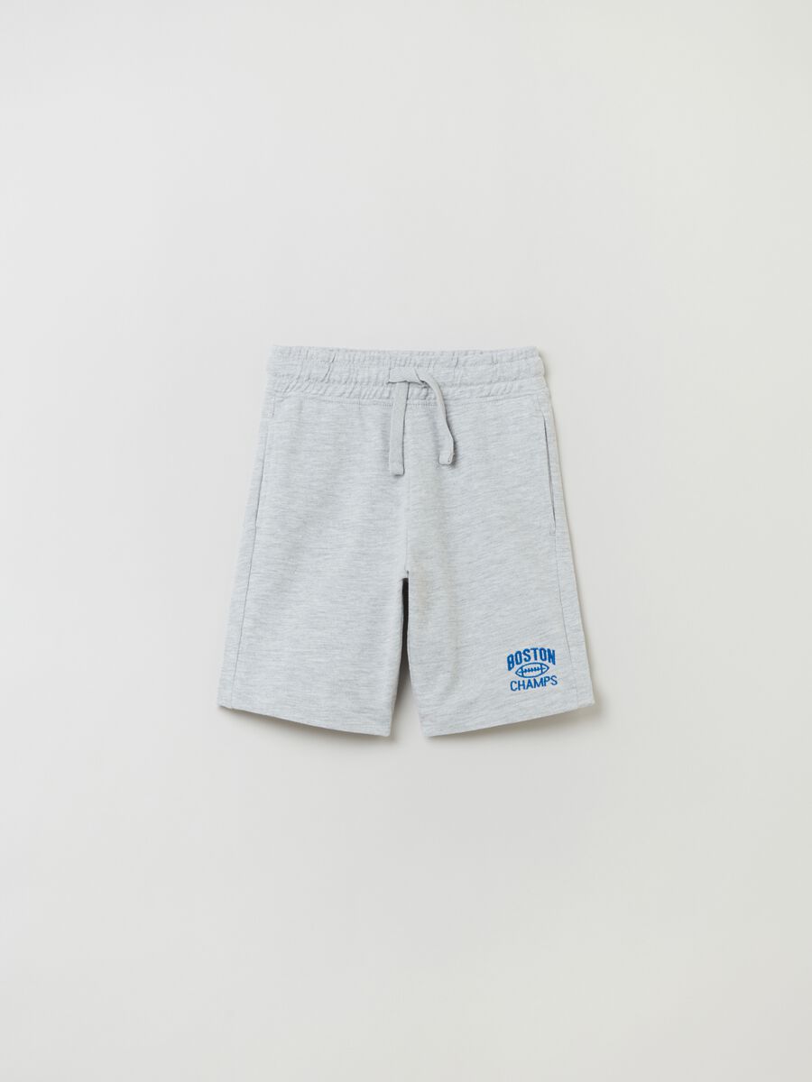Bermuda joggers with rugby embroidery_0