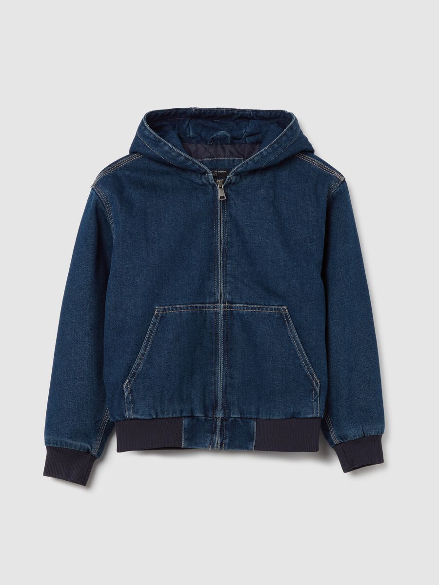 Denim jacket with hood_0