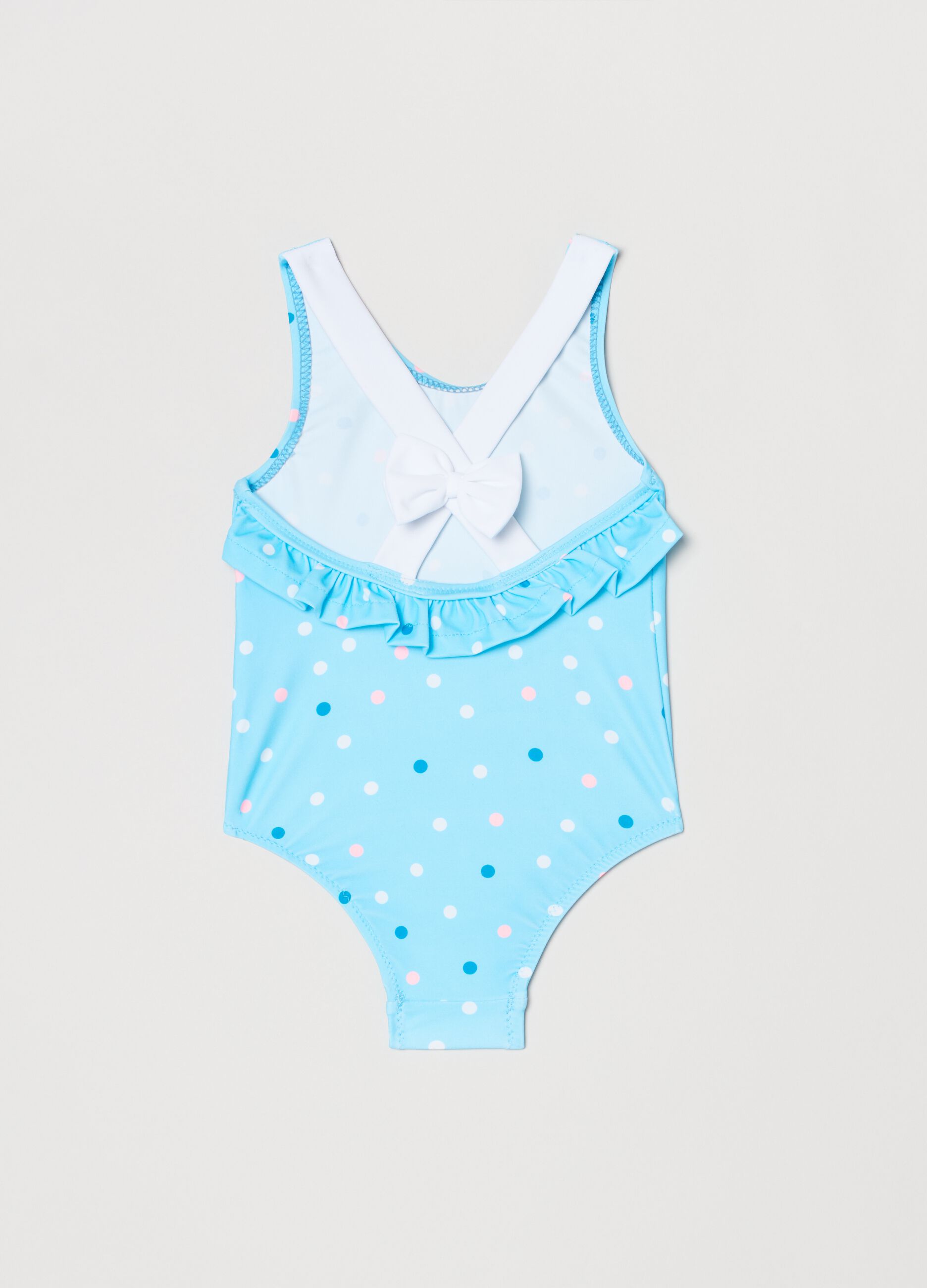 One-piece swimsuit with polka dot print