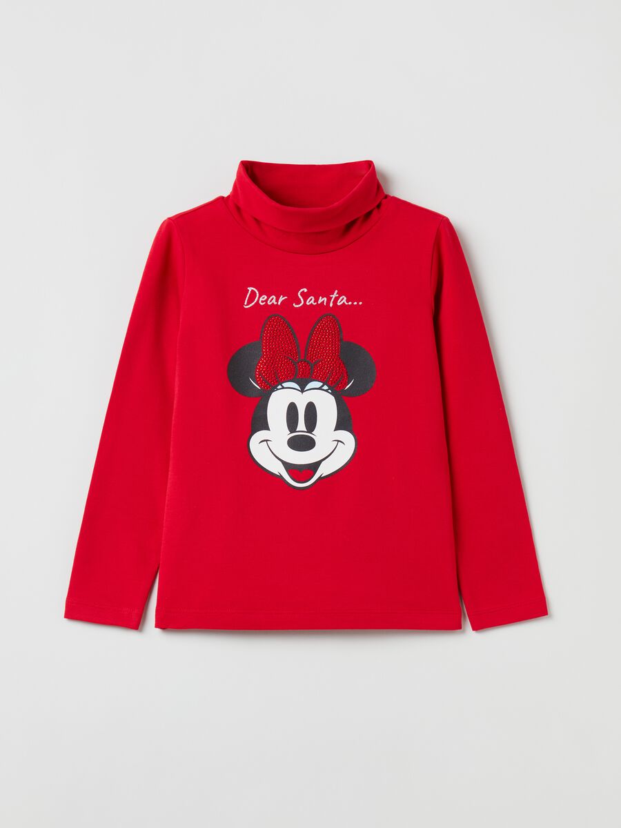 Turtle-neck t-shirt with Minnie print_0