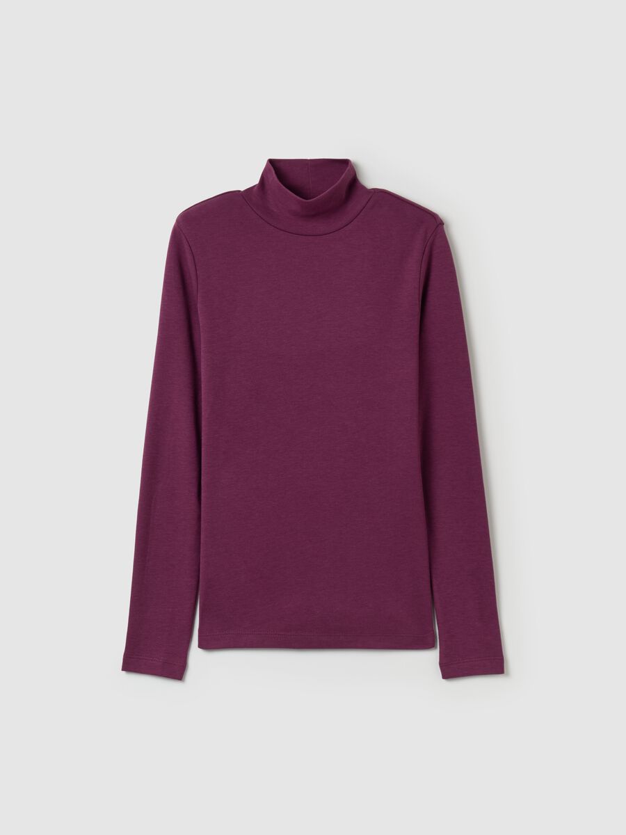 Long-sleeved T-shirt with mock neck_0